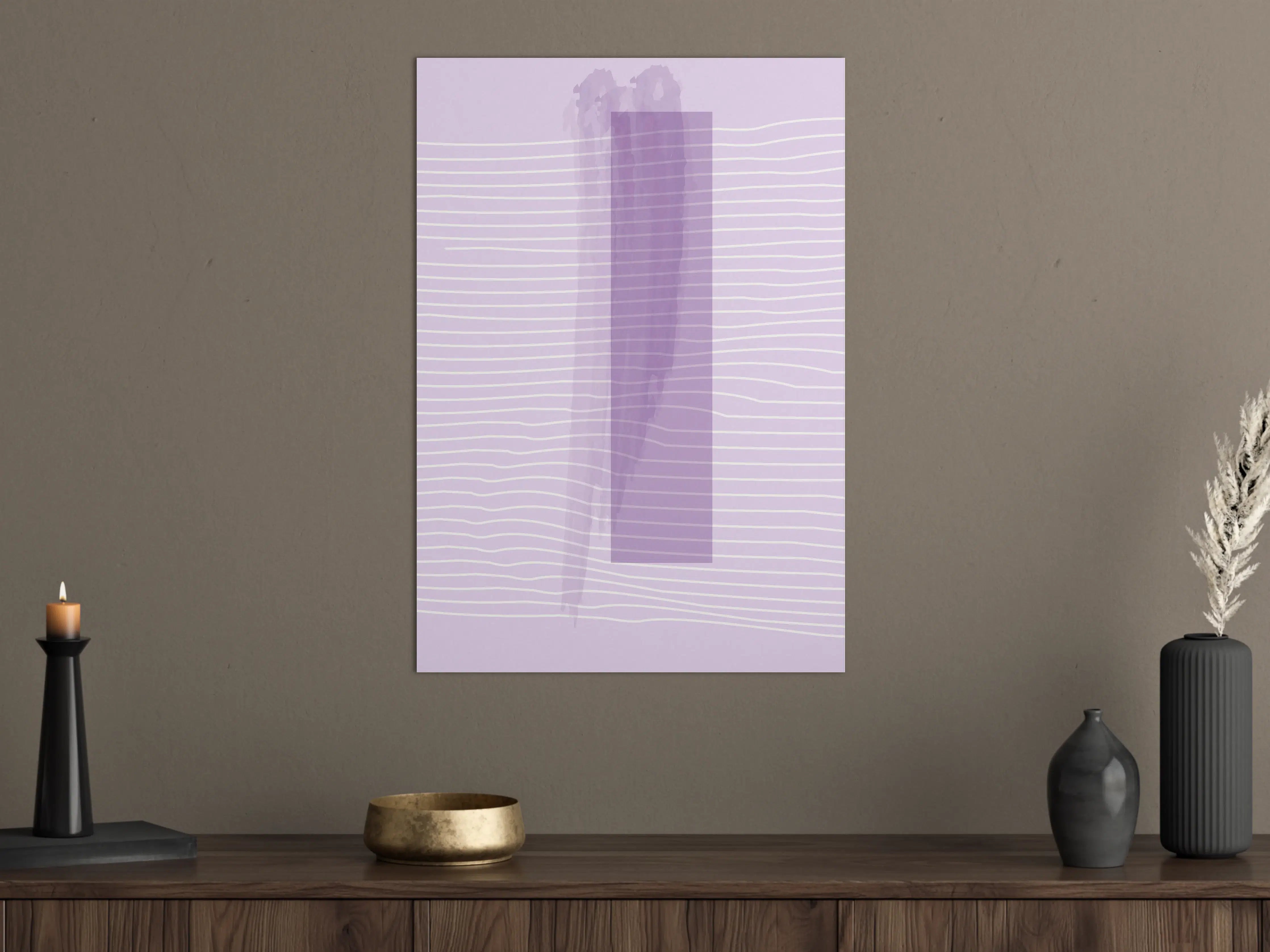 Große Wandbilder - Lavendelfarbe mit Linienmuster