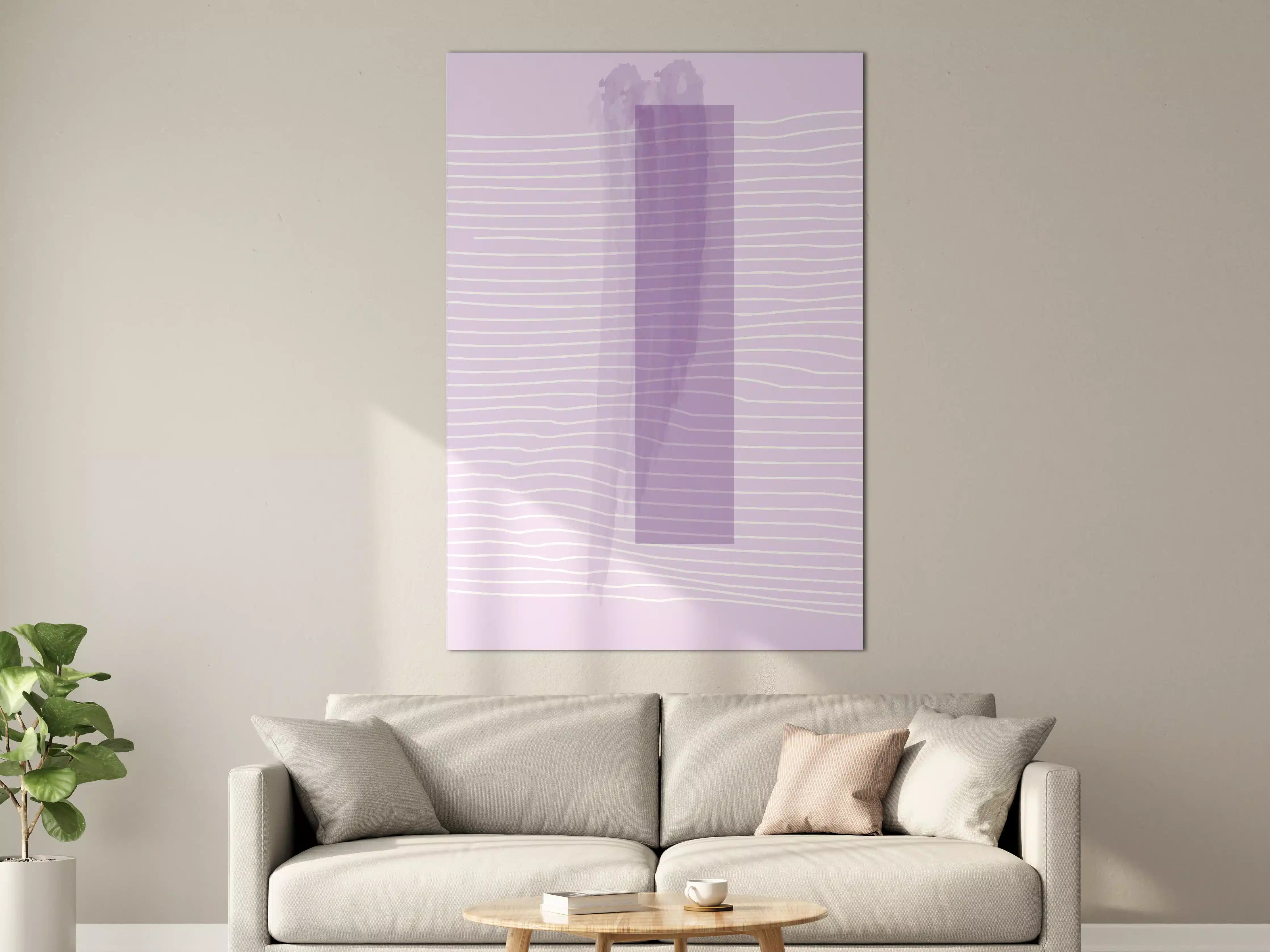 Große Wandbilder - Lavendelfarbe mit Linienmuster