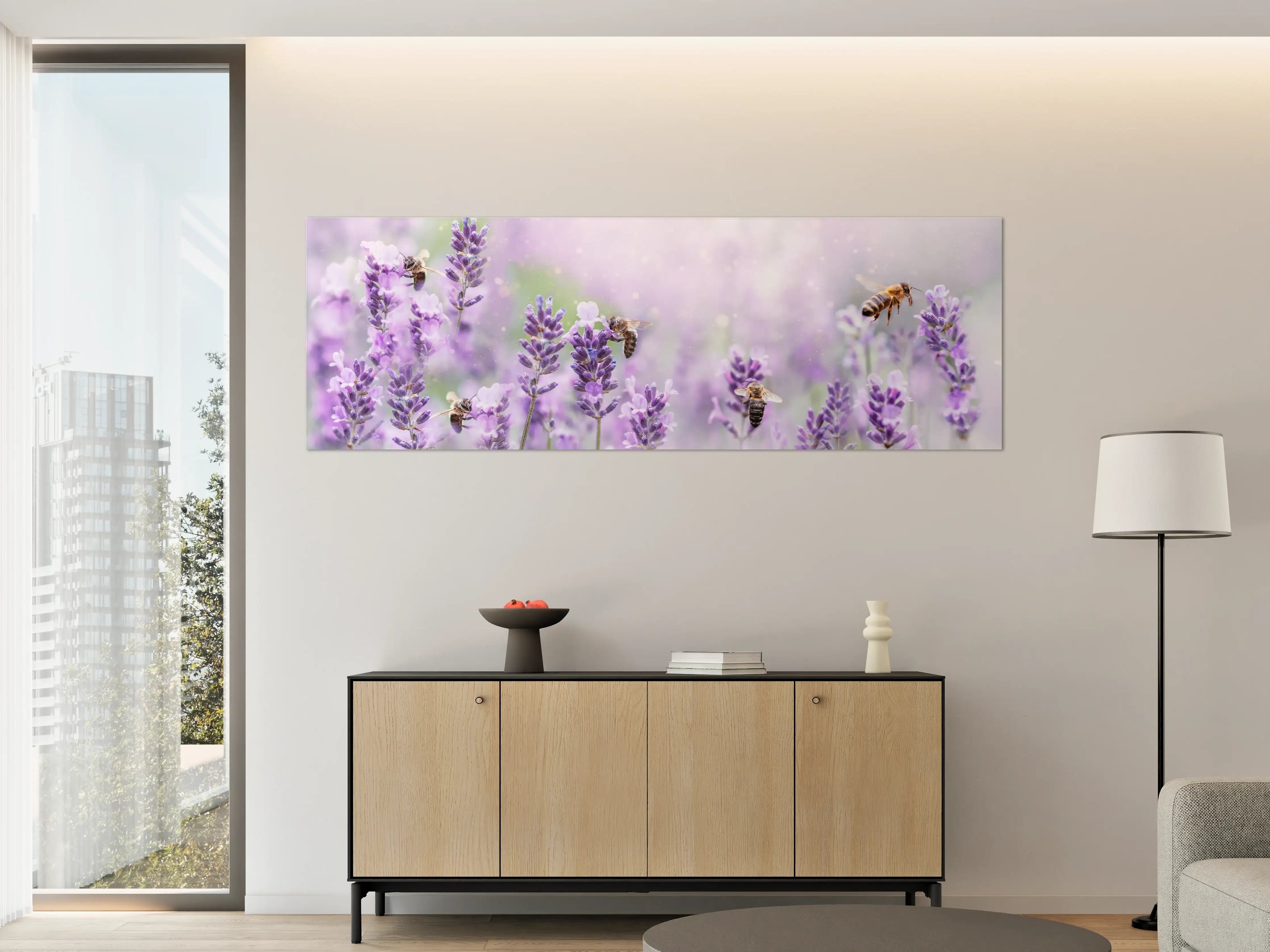 Große Wandbilder - Lavendelfeld mit Bienen