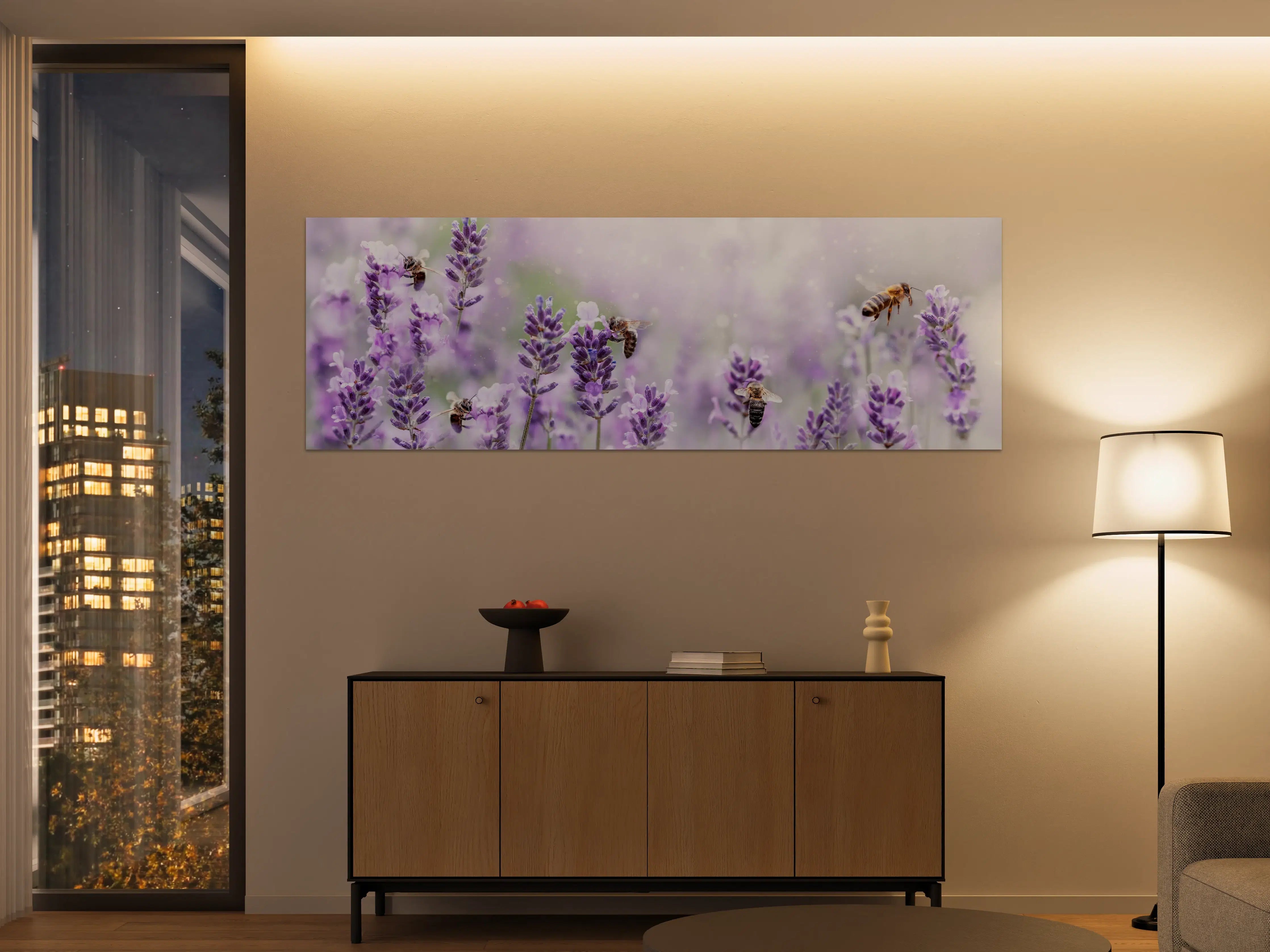 Große Wandbilder - Lavendelfeld mit Bienen