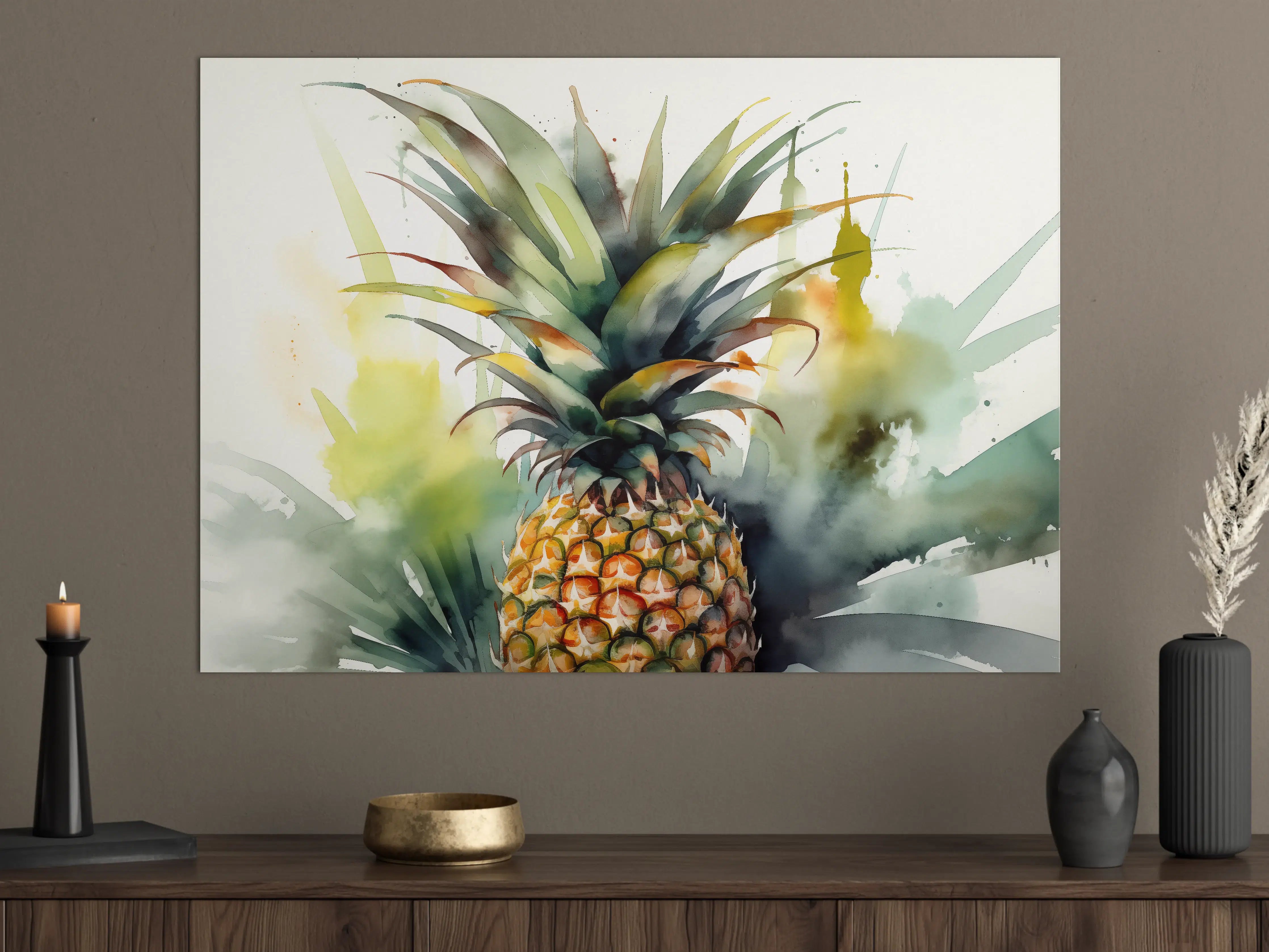 Große Wandbilder - Lebendige Ananas in Wasserfarben