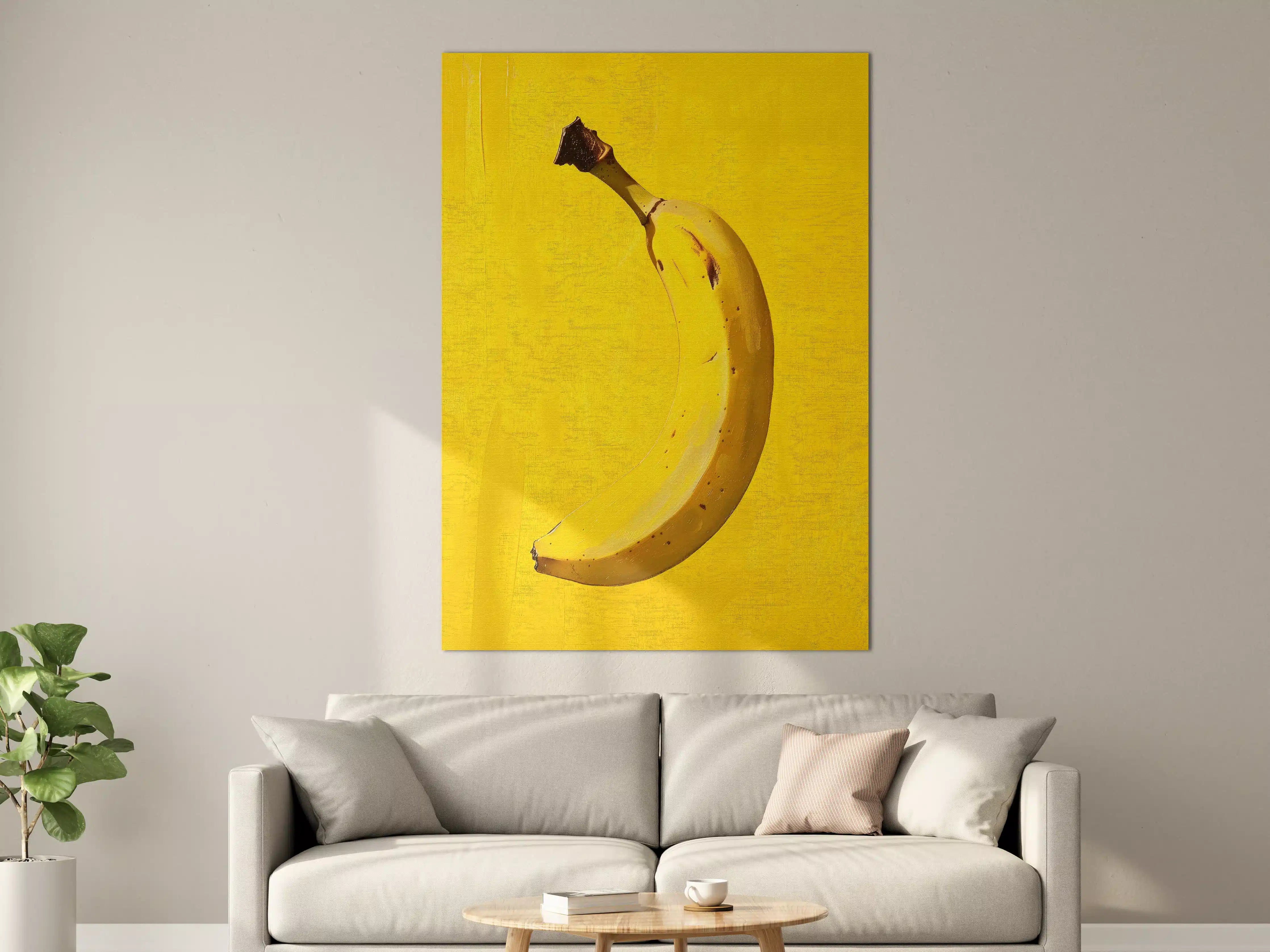 Große Wandbilder - Lebendige Bananen auf gelbem Hintergrund