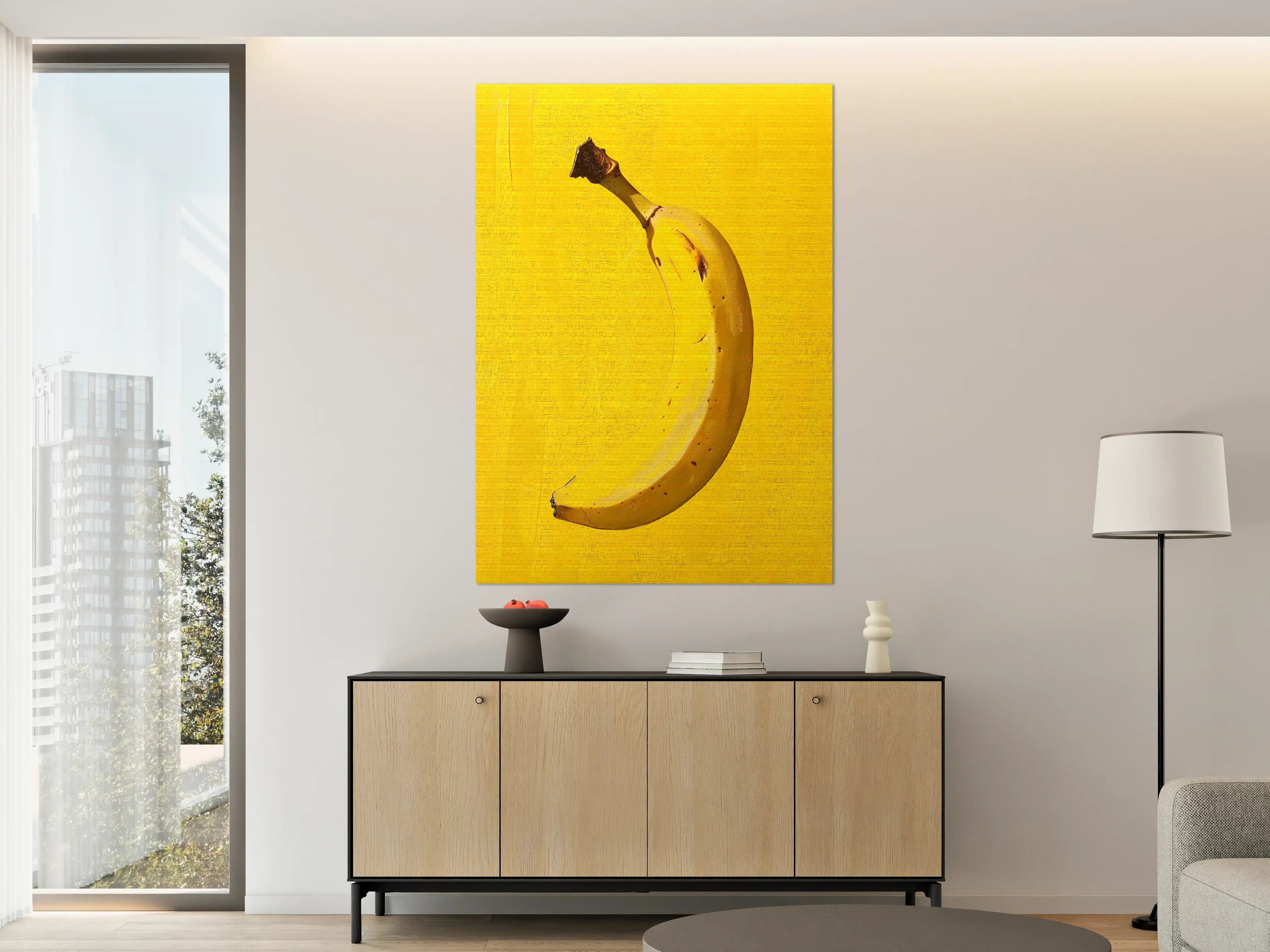 Große Wandbilder - Lebendige Bananen auf gelbem Hintergrund