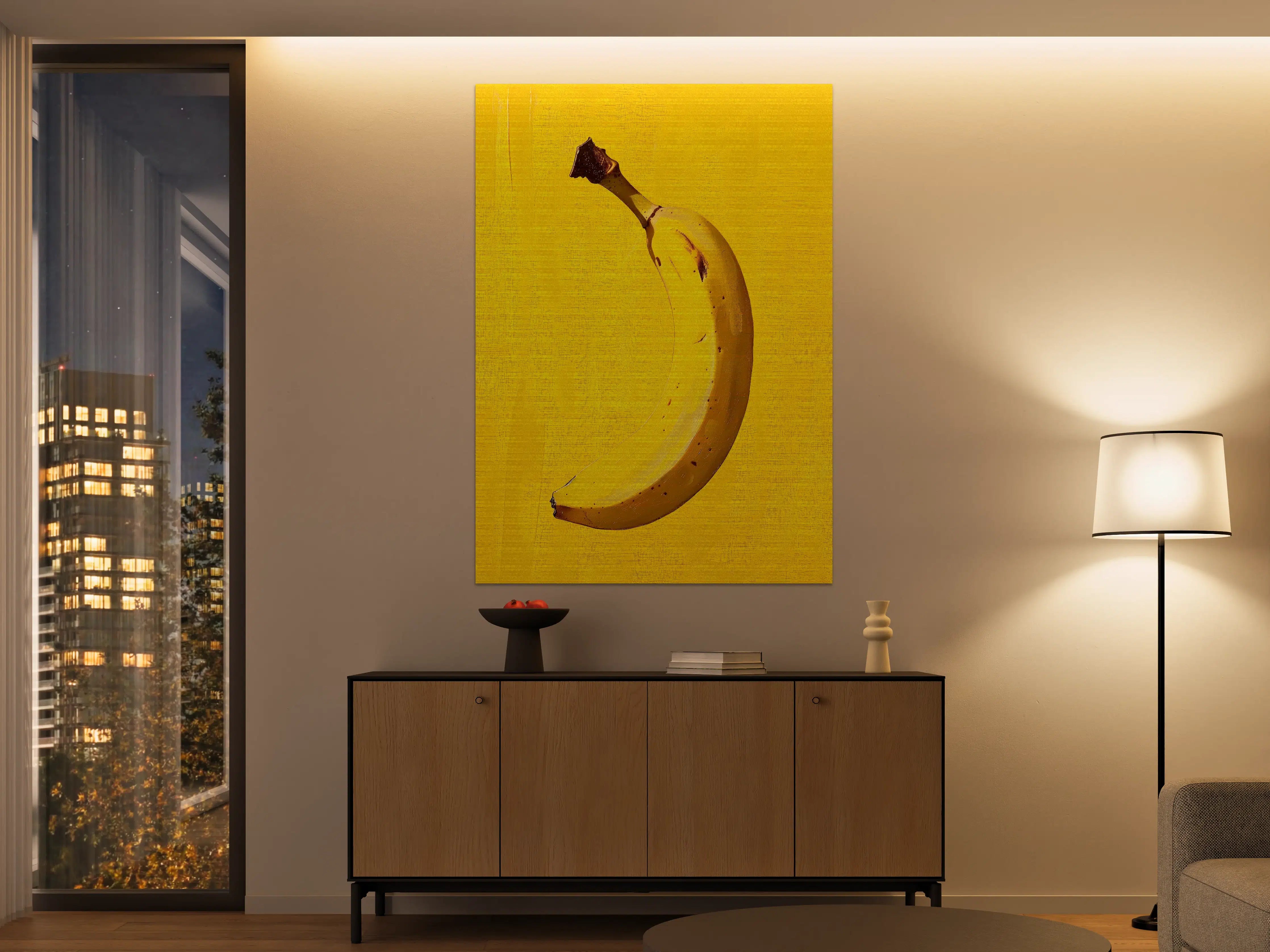 Große Wandbilder - Lebendige Bananen auf gelbem Hintergrund