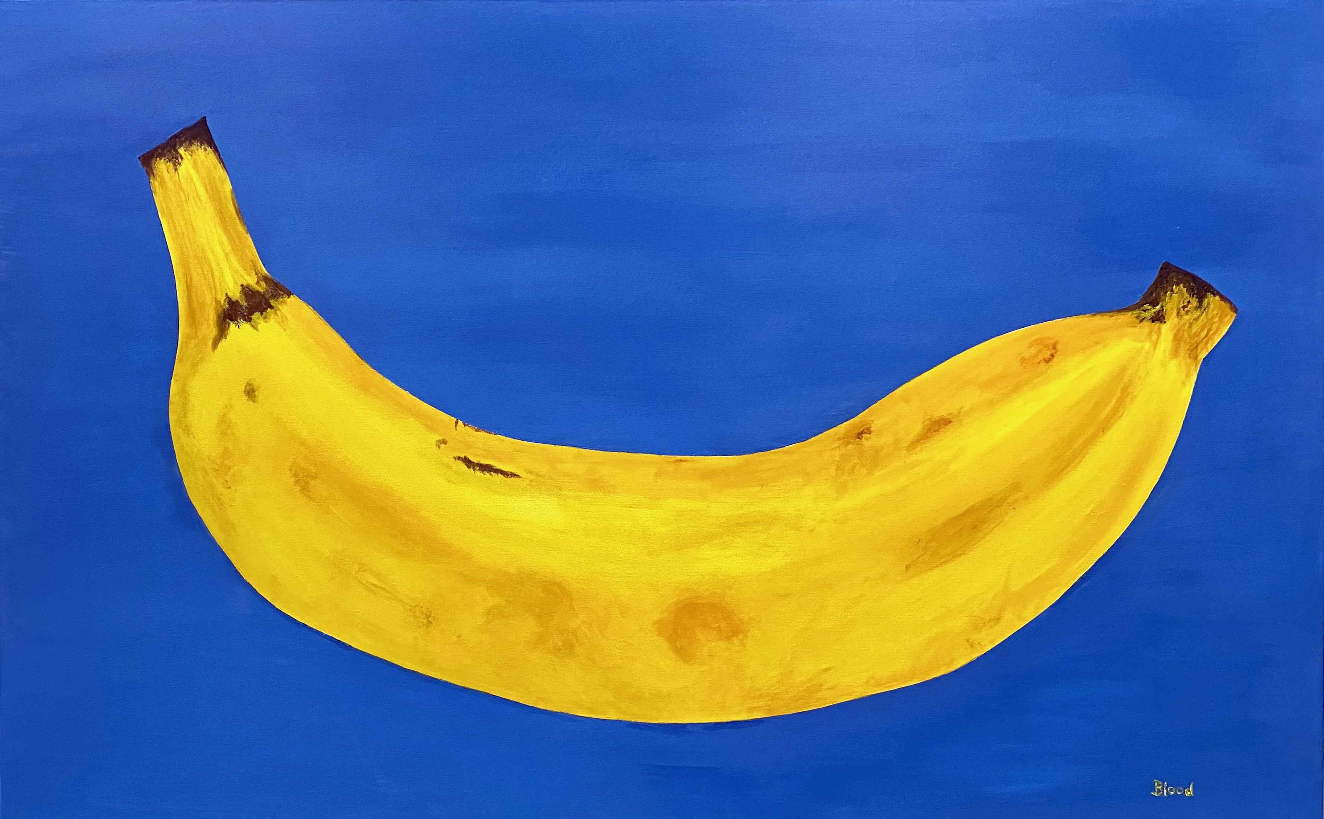Große Wandbilder-Lebendige Bananenmalerei auf blauer Leinwand