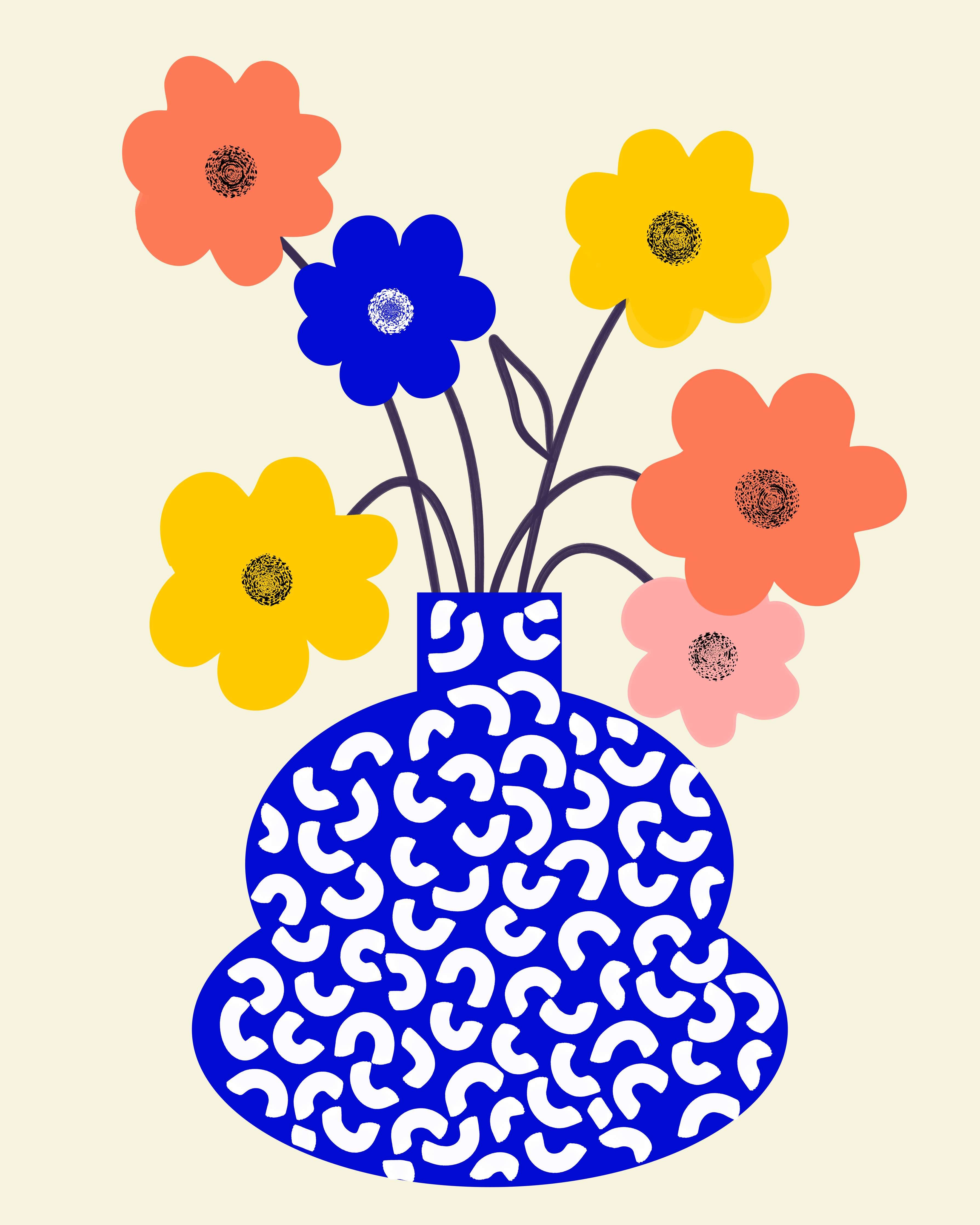 Große Wandbilder-Lebendige Blumen im modernen Keramik-Design