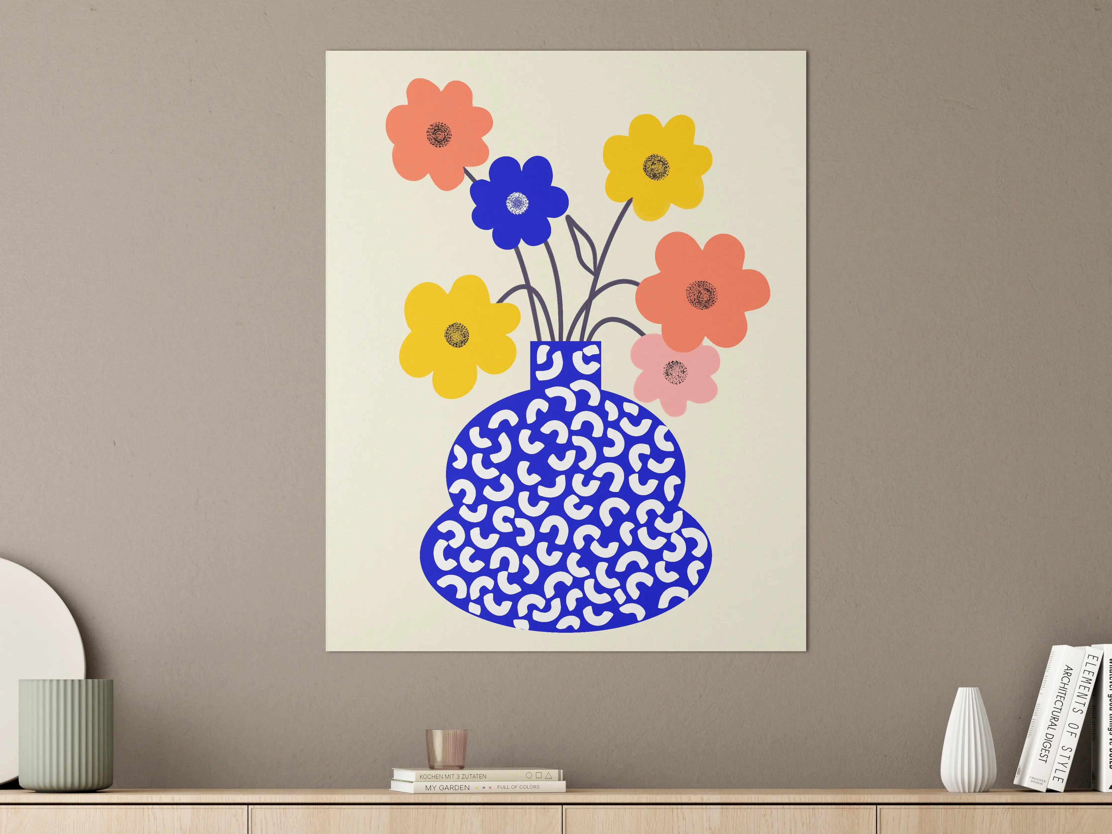 Große Wandbilder - Lebendige Blumen im modernen Keramik-Design