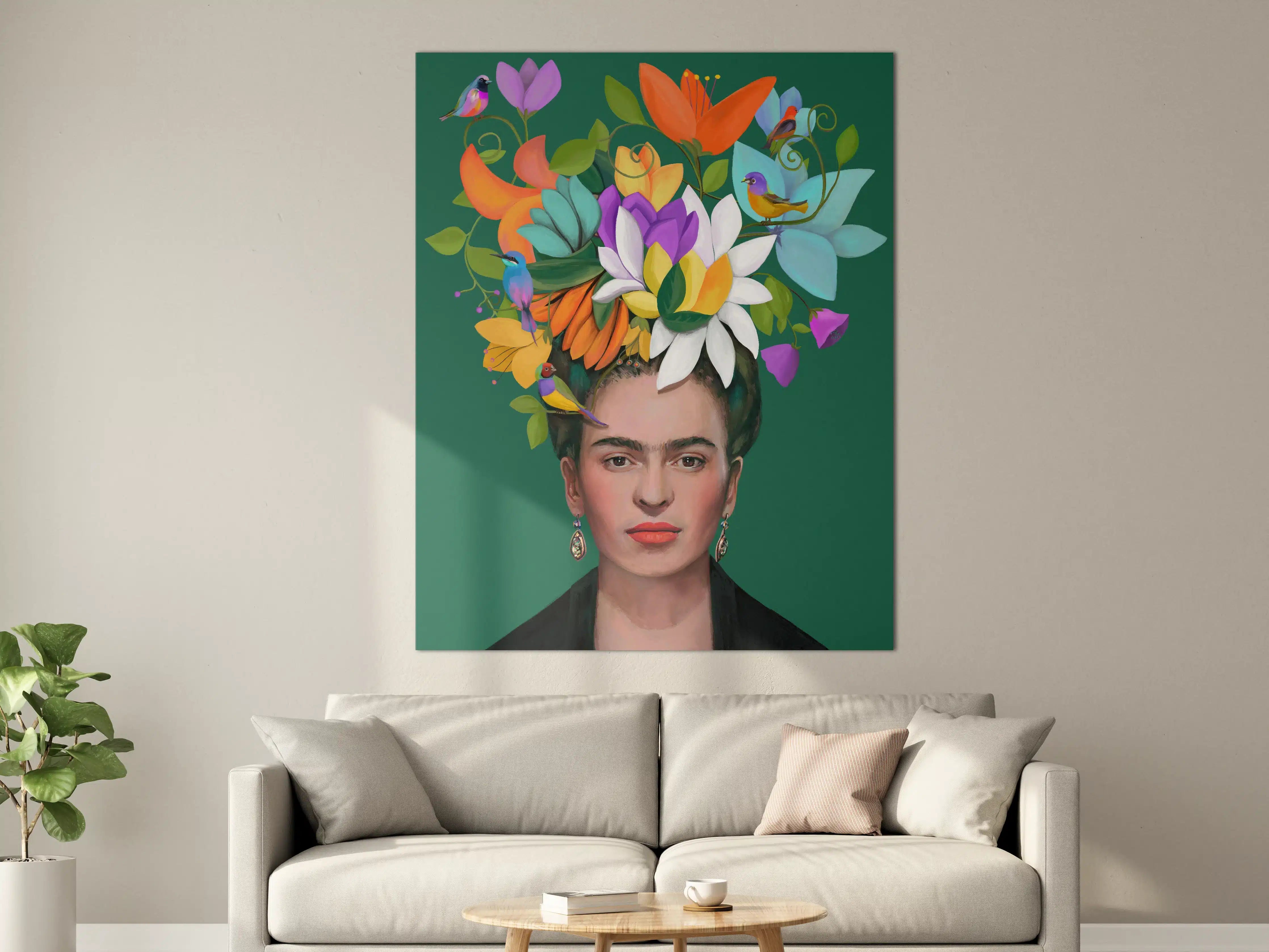 Große Wandbilder - Lebendige Blumenpracht mit Vögeln