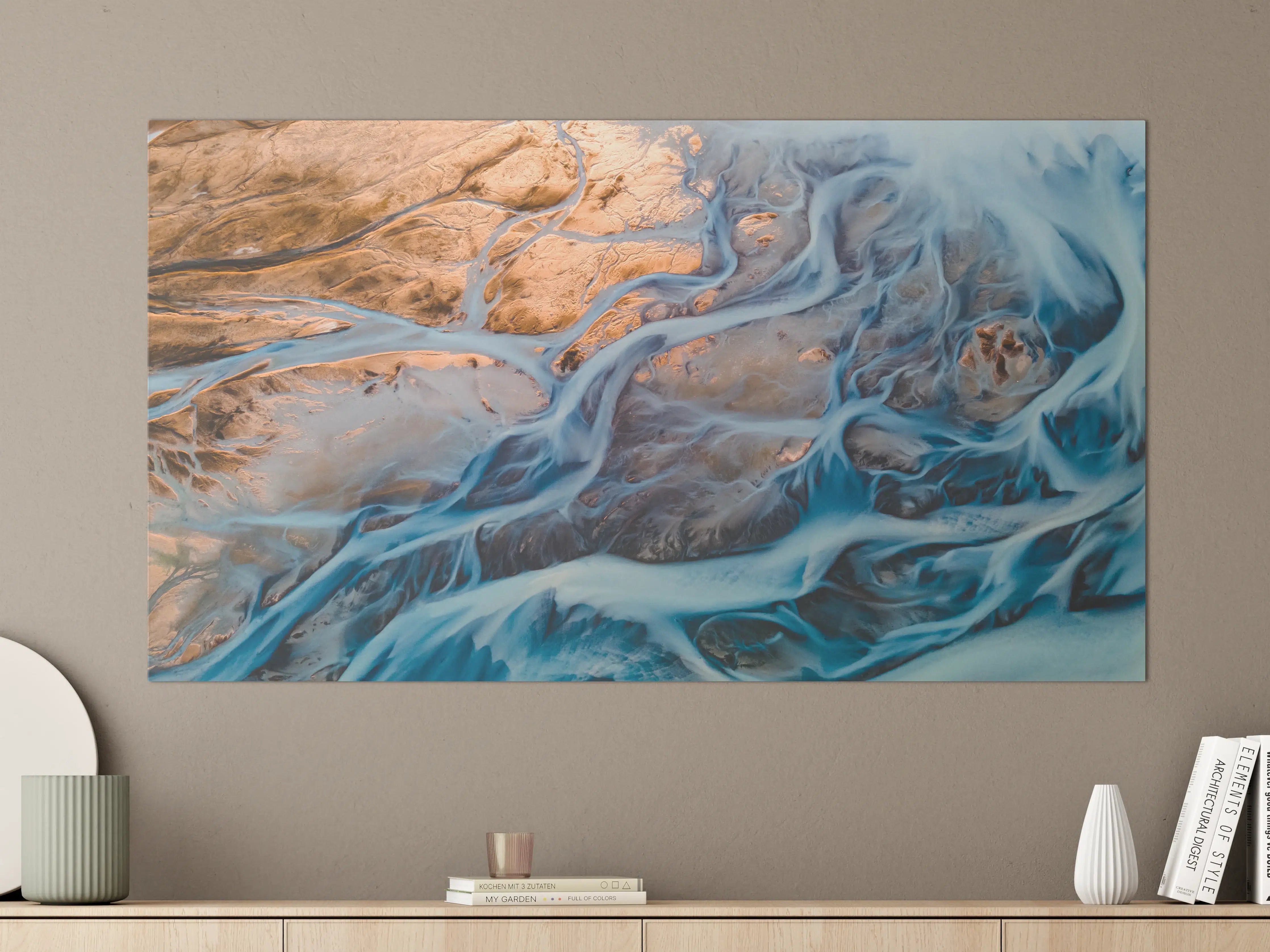 Große Wandbilder - Lebendige Flusslandschaft mit Wasser und Felsen