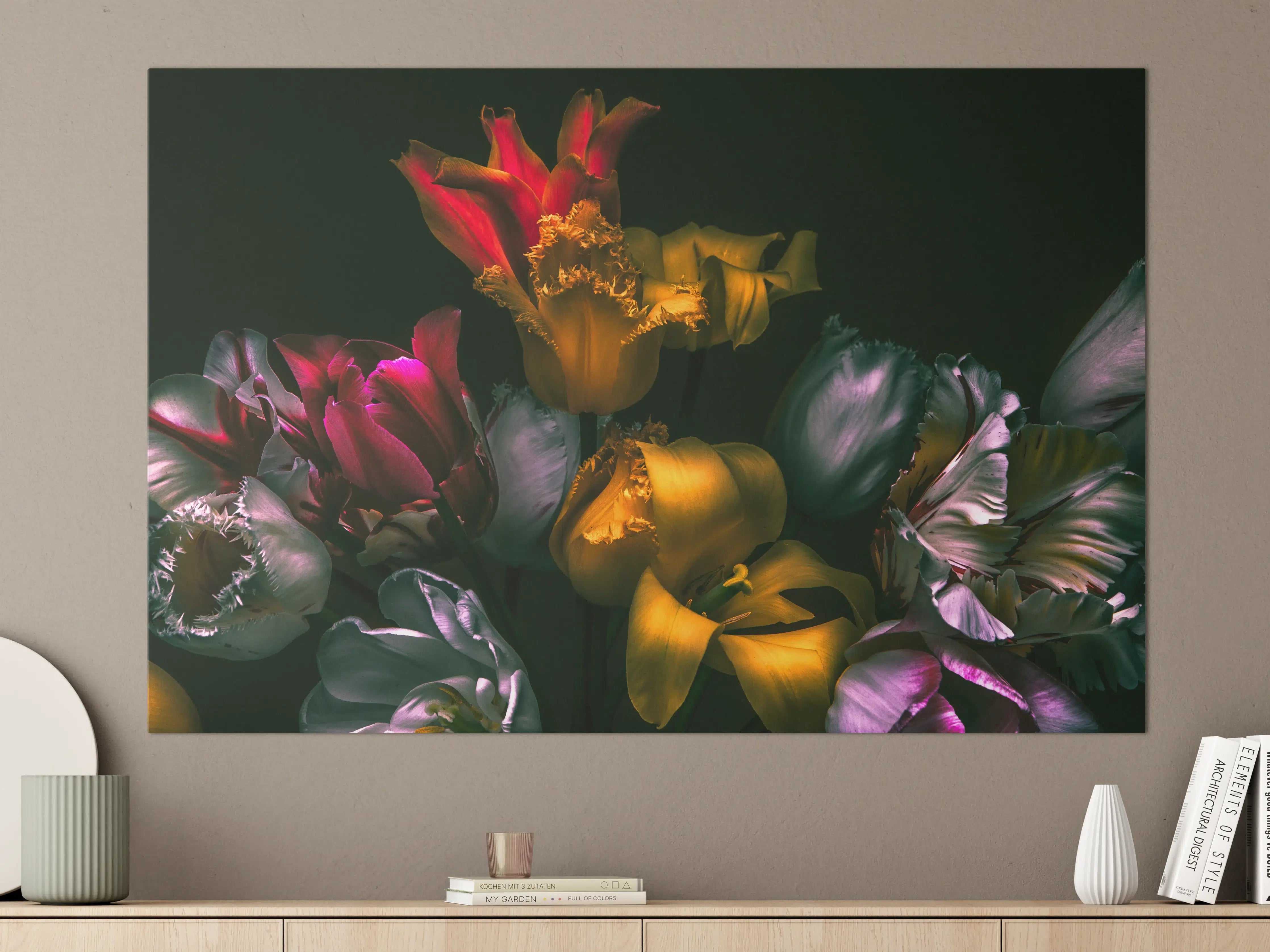 Große Wandbilder - Lebendige Tulpen in kräftigen Farben