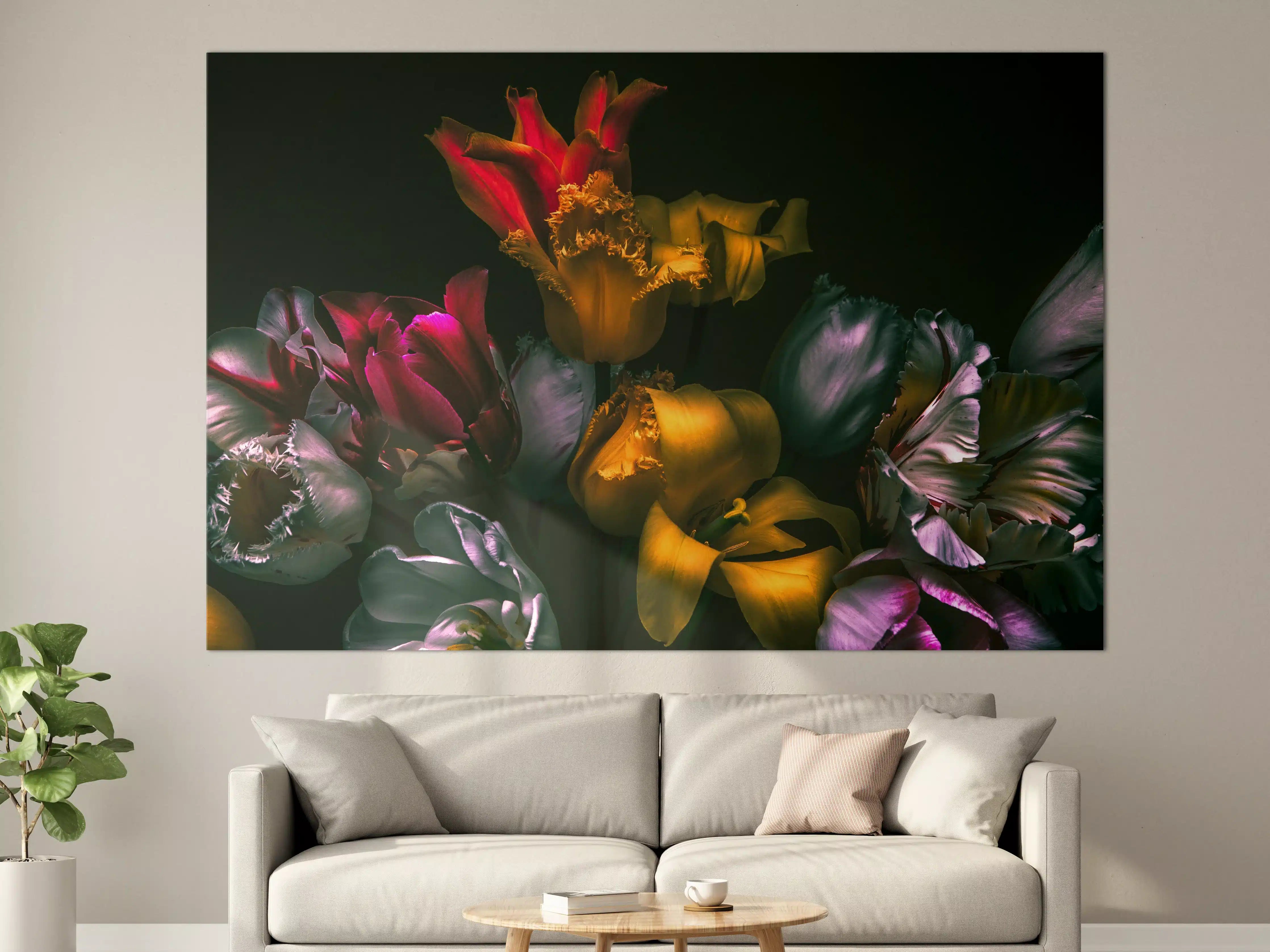 Große Wandbilder - Lebendige Tulpen in kräftigen Farben