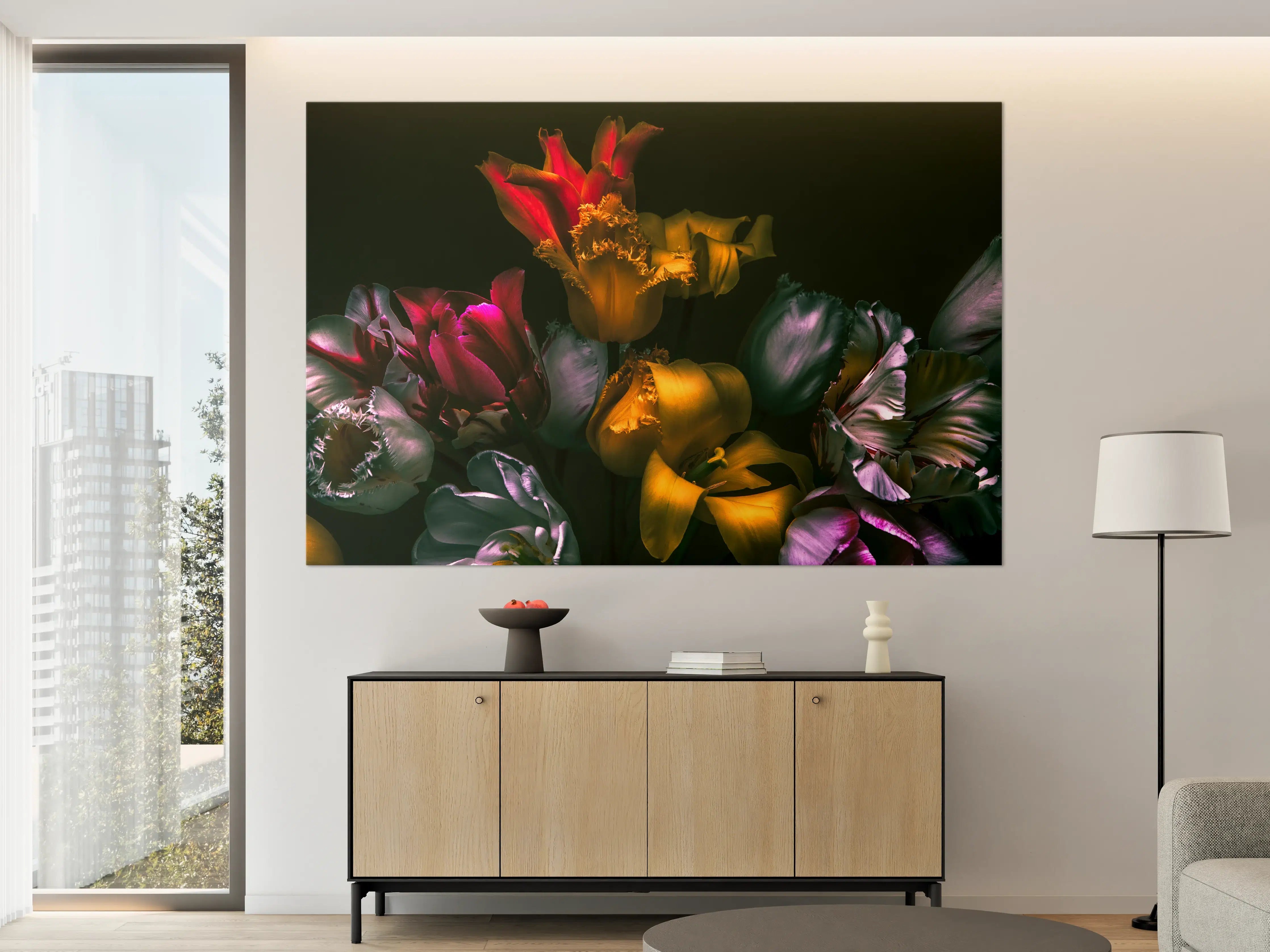 Große Wandbilder - Lebendige Tulpen in kräftigen Farben