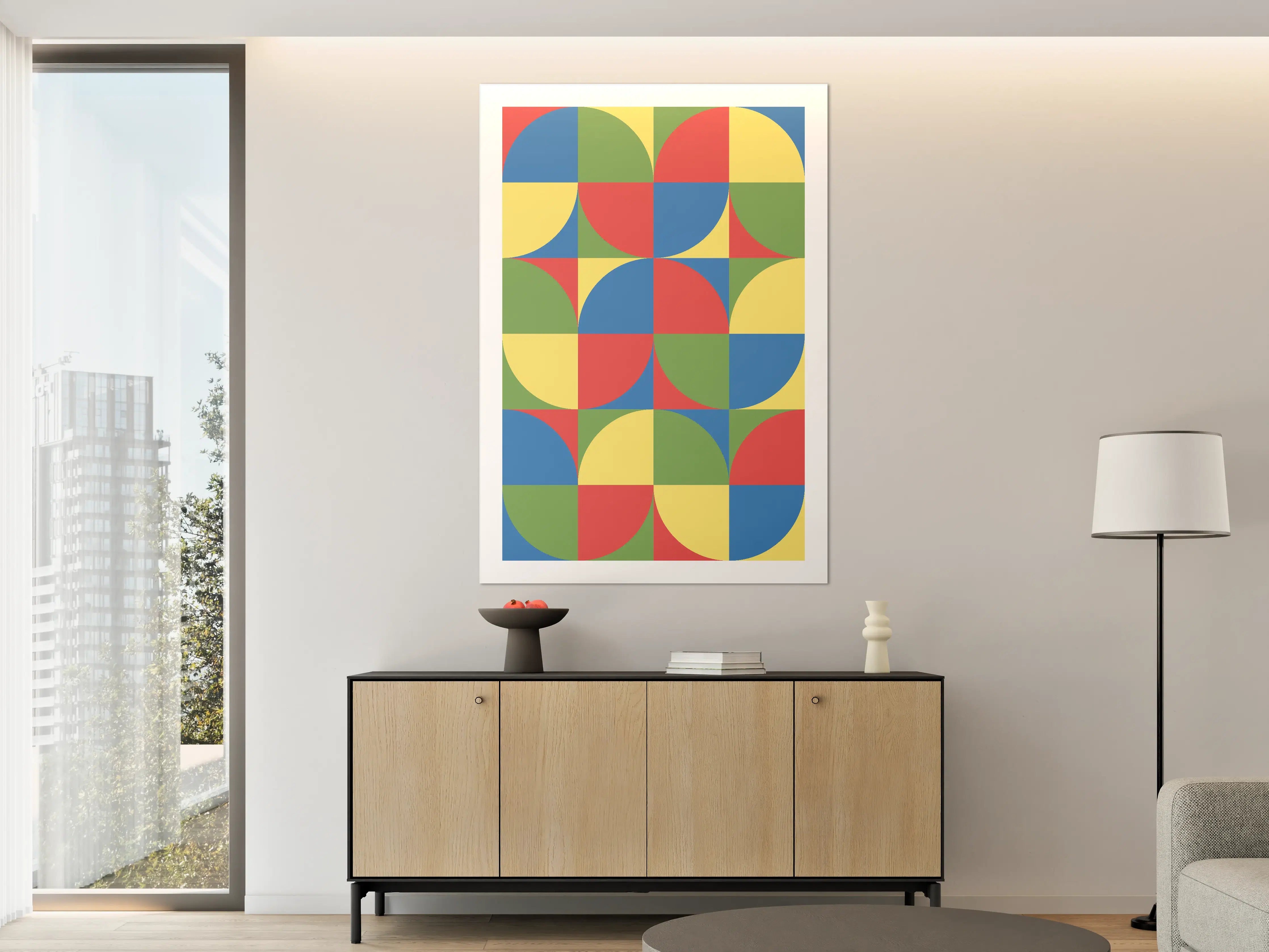 Große Wandbilder - Lebendige geometrische Musterwandgestaltung