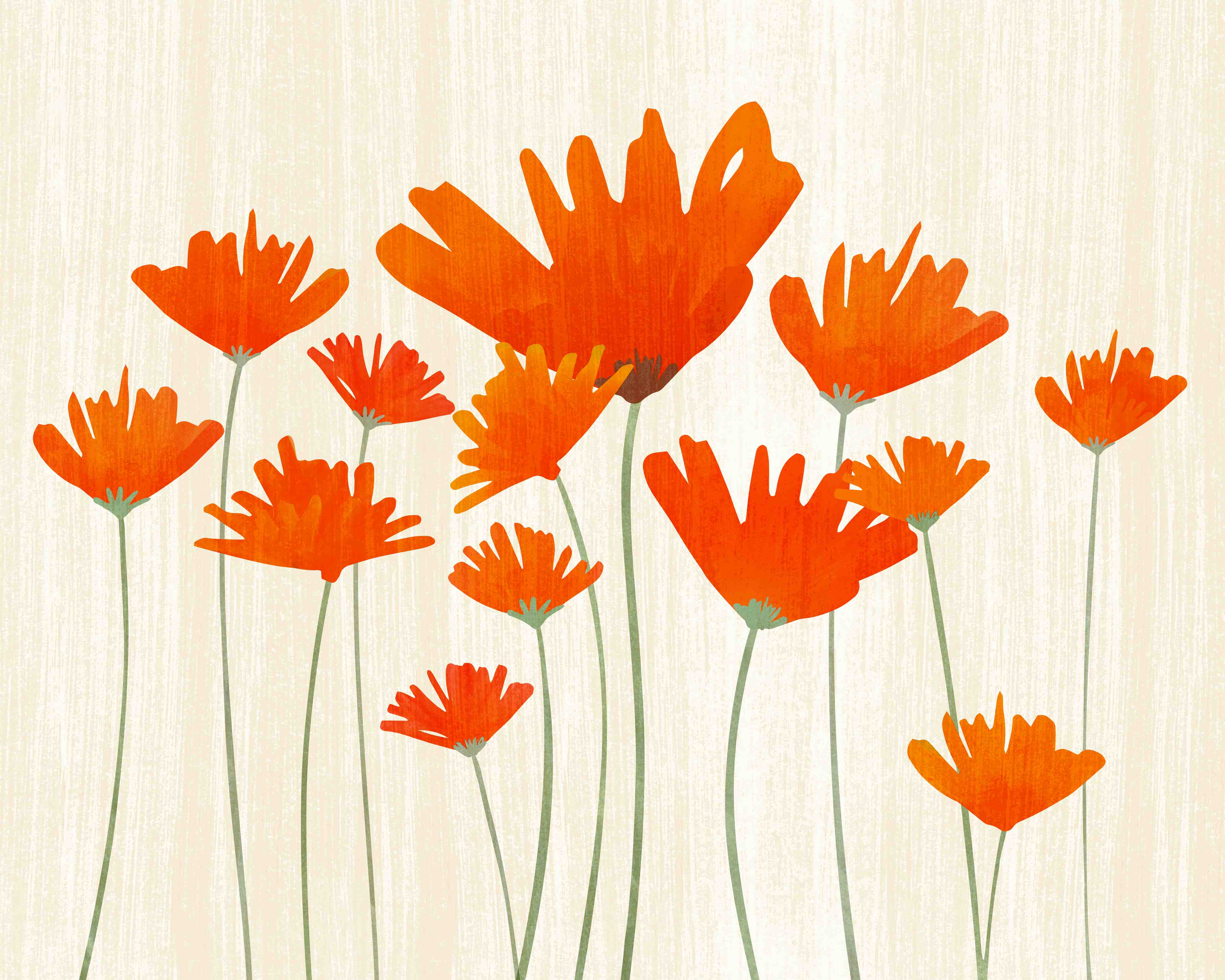 Große Wandbilder-Lebendige orange Blumenwandkunst