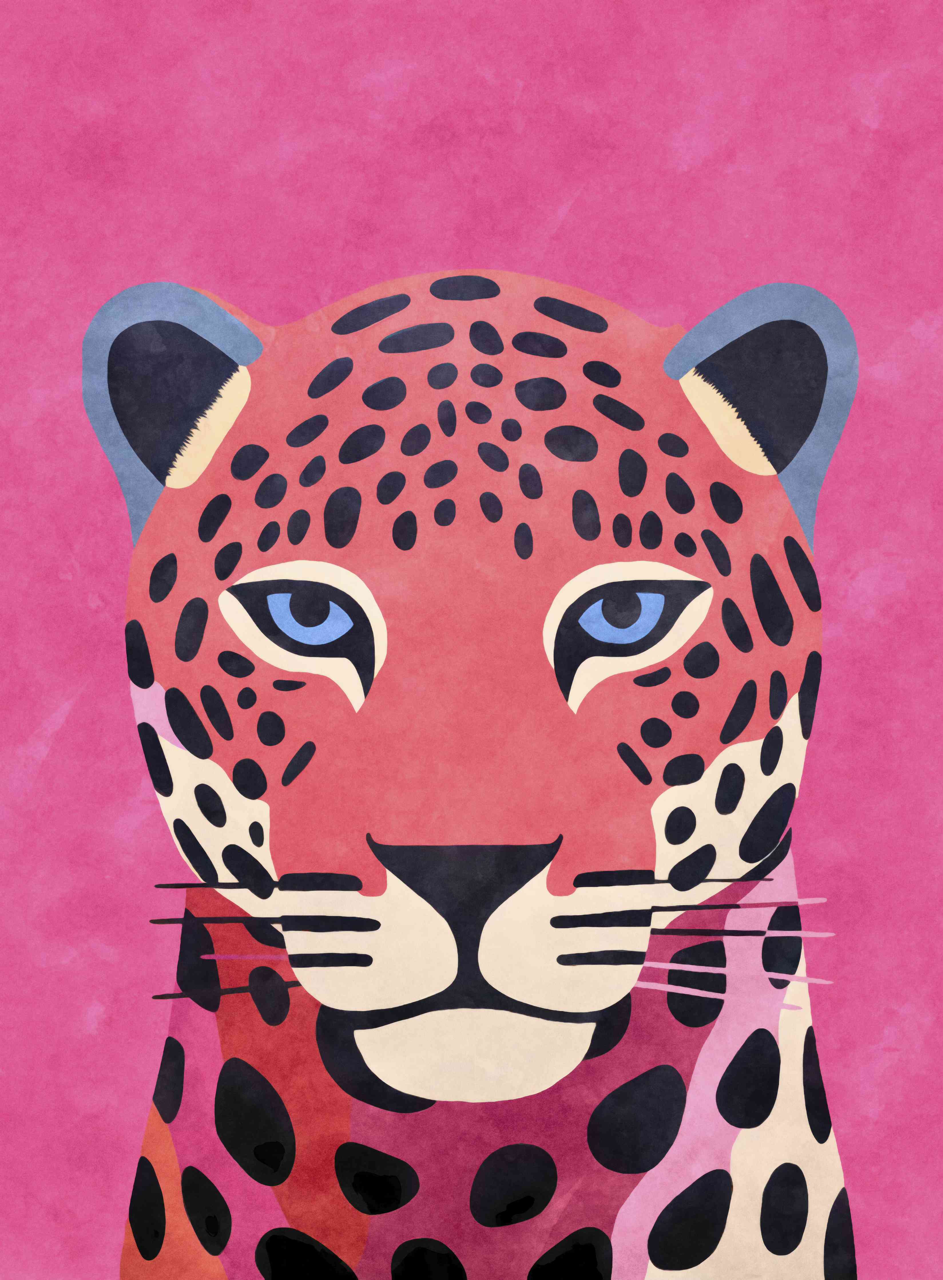 Große Wandbilder-Lebendiges Leopardenportrait auf Pinkem Hintergrund