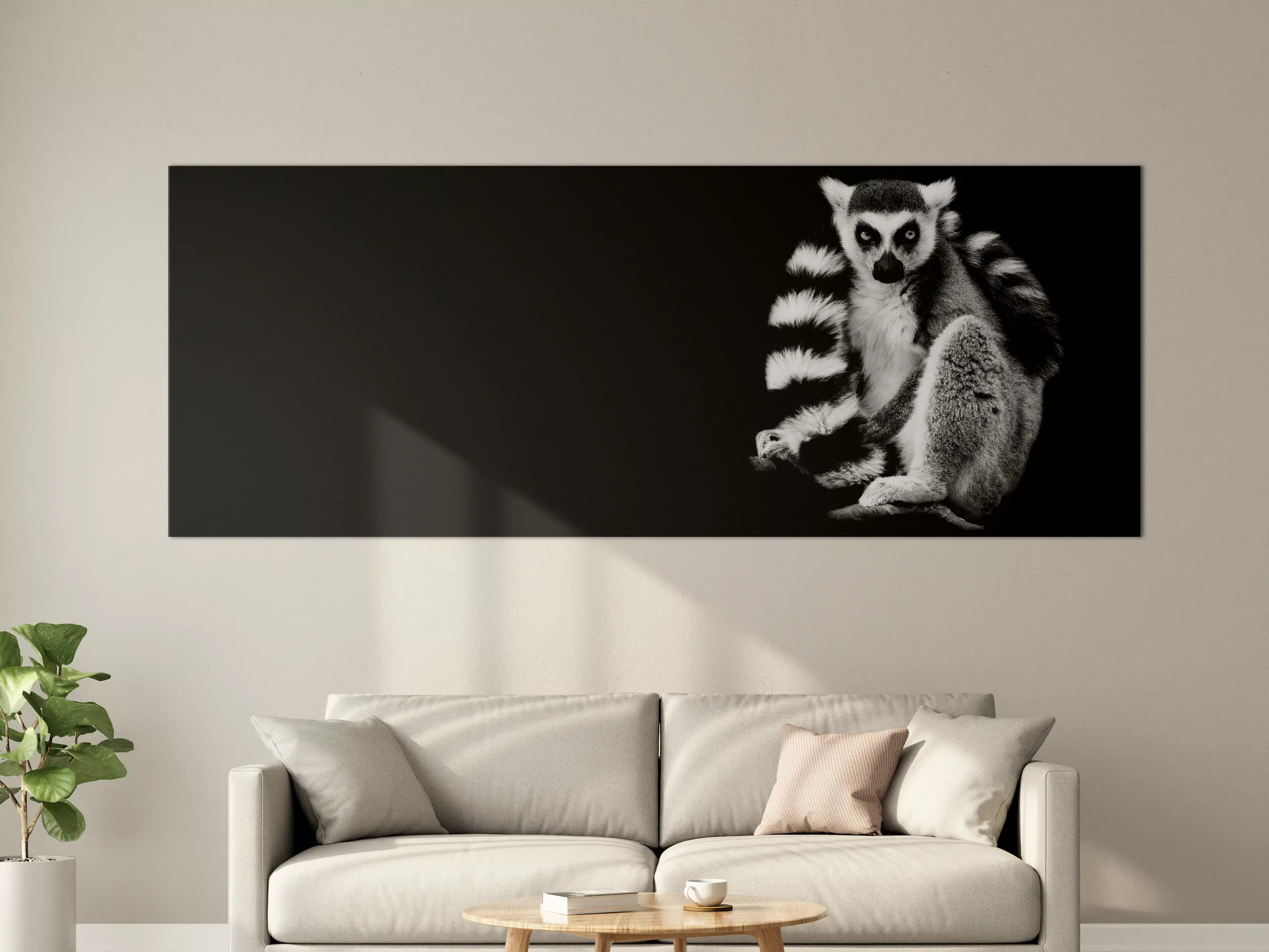 Große Wandbilder - Lemur auf schwarzem Hintergrund