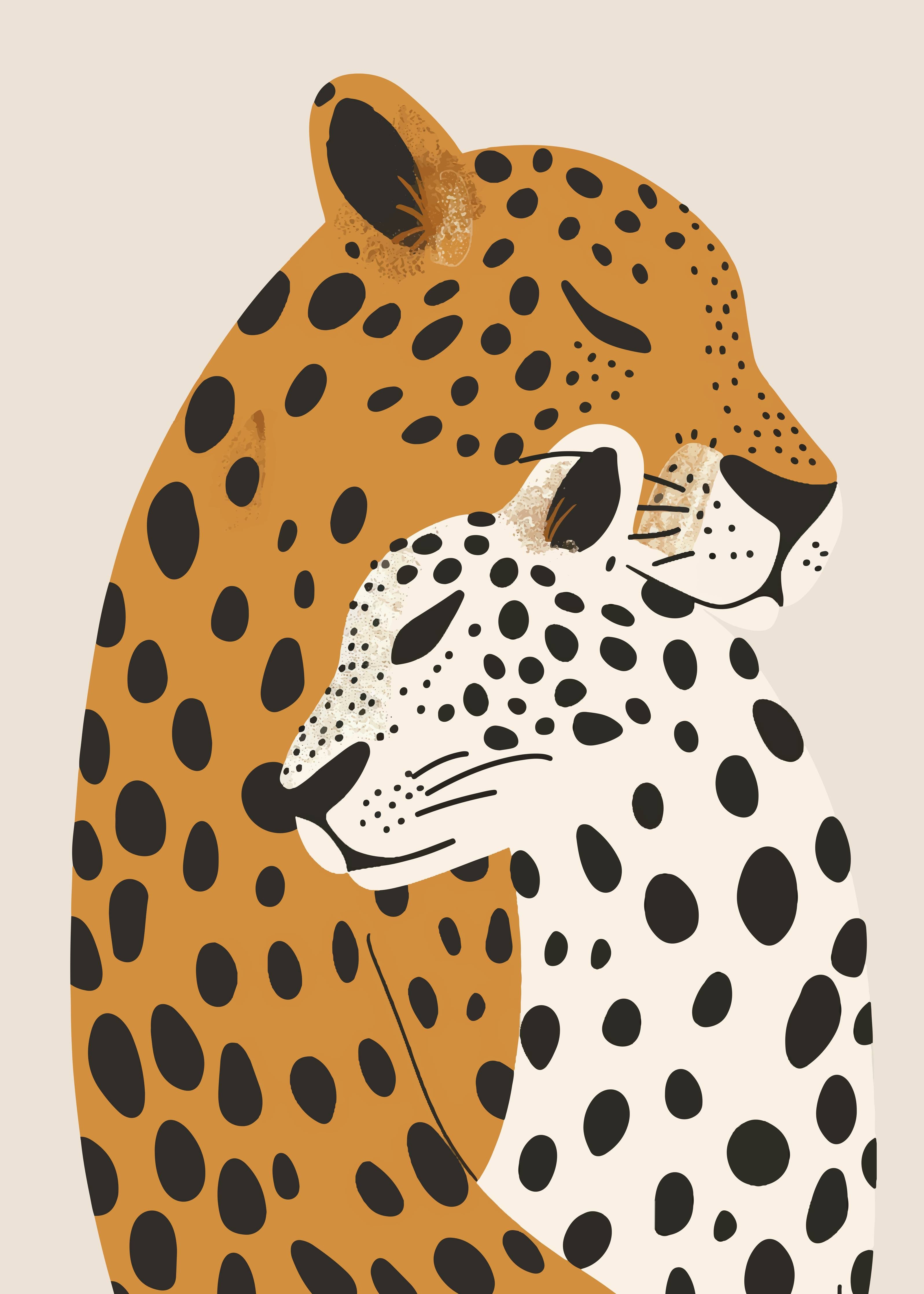 Große Wandbilder-Leopard und Gepard in stilisierter Darstellung