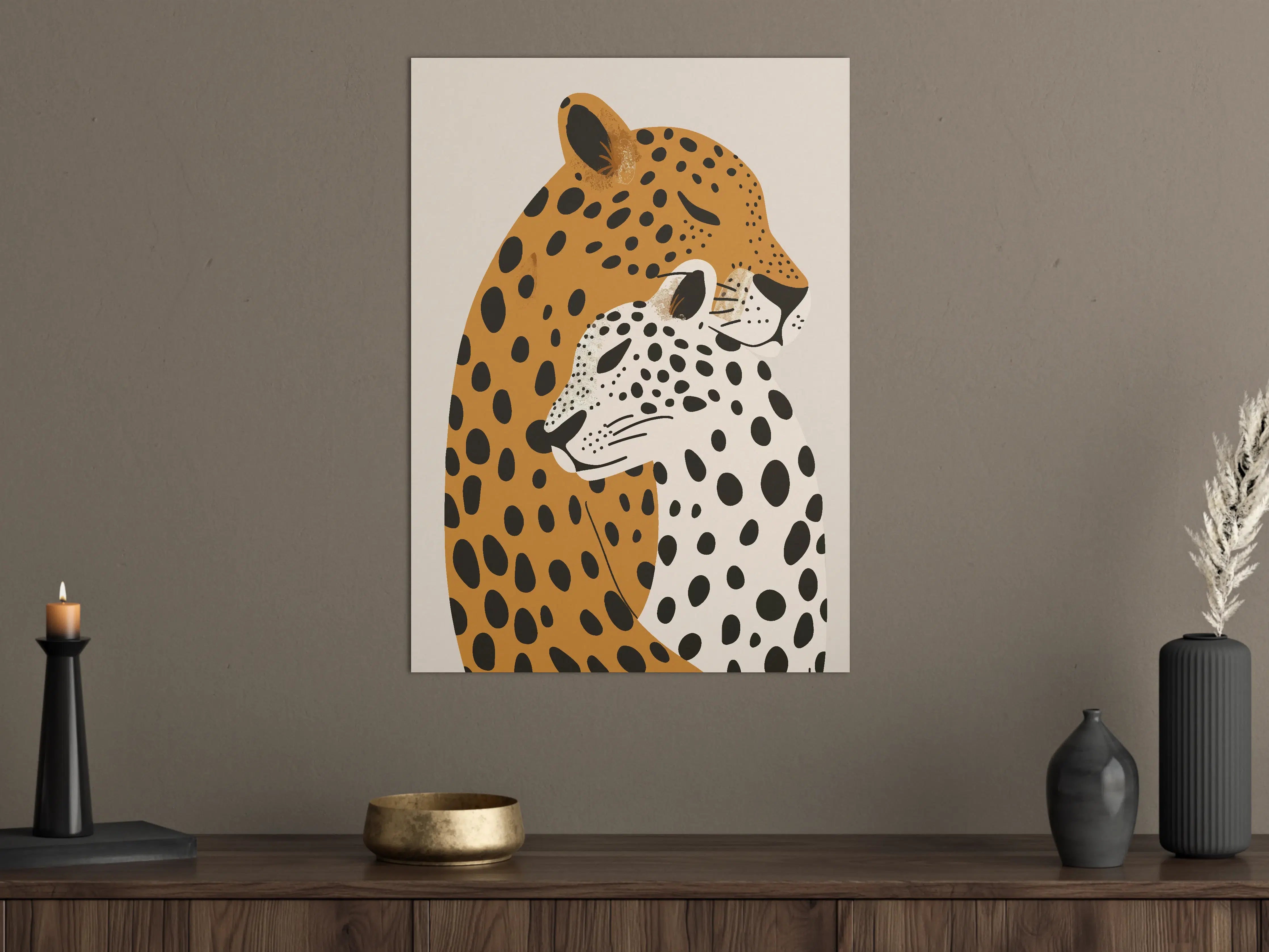 Große Wandbilder - Leopard und Gepard in stilisierter Darstellung