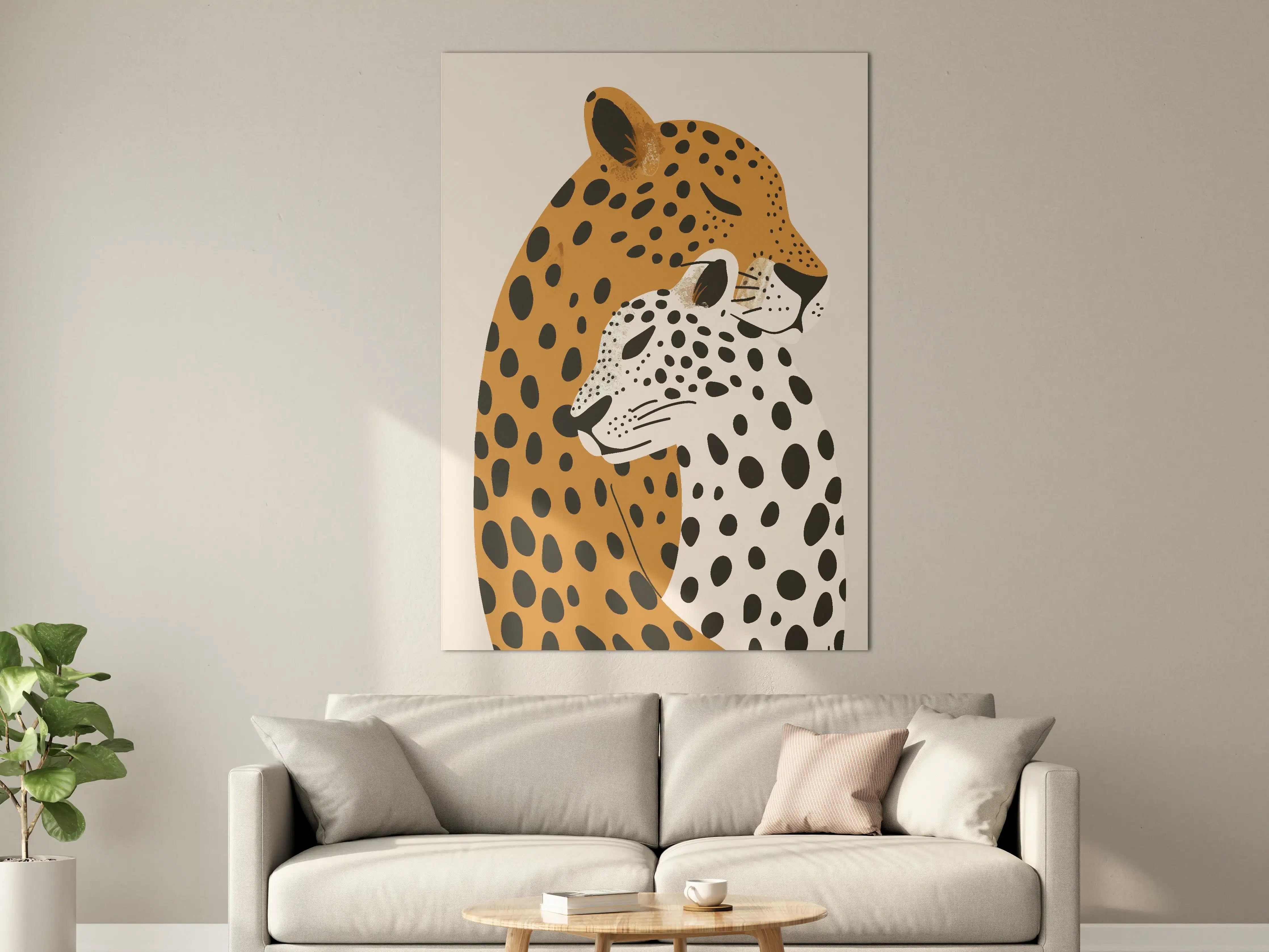 Große Wandbilder - Leopard und Gepard in stilisierter Darstellung
