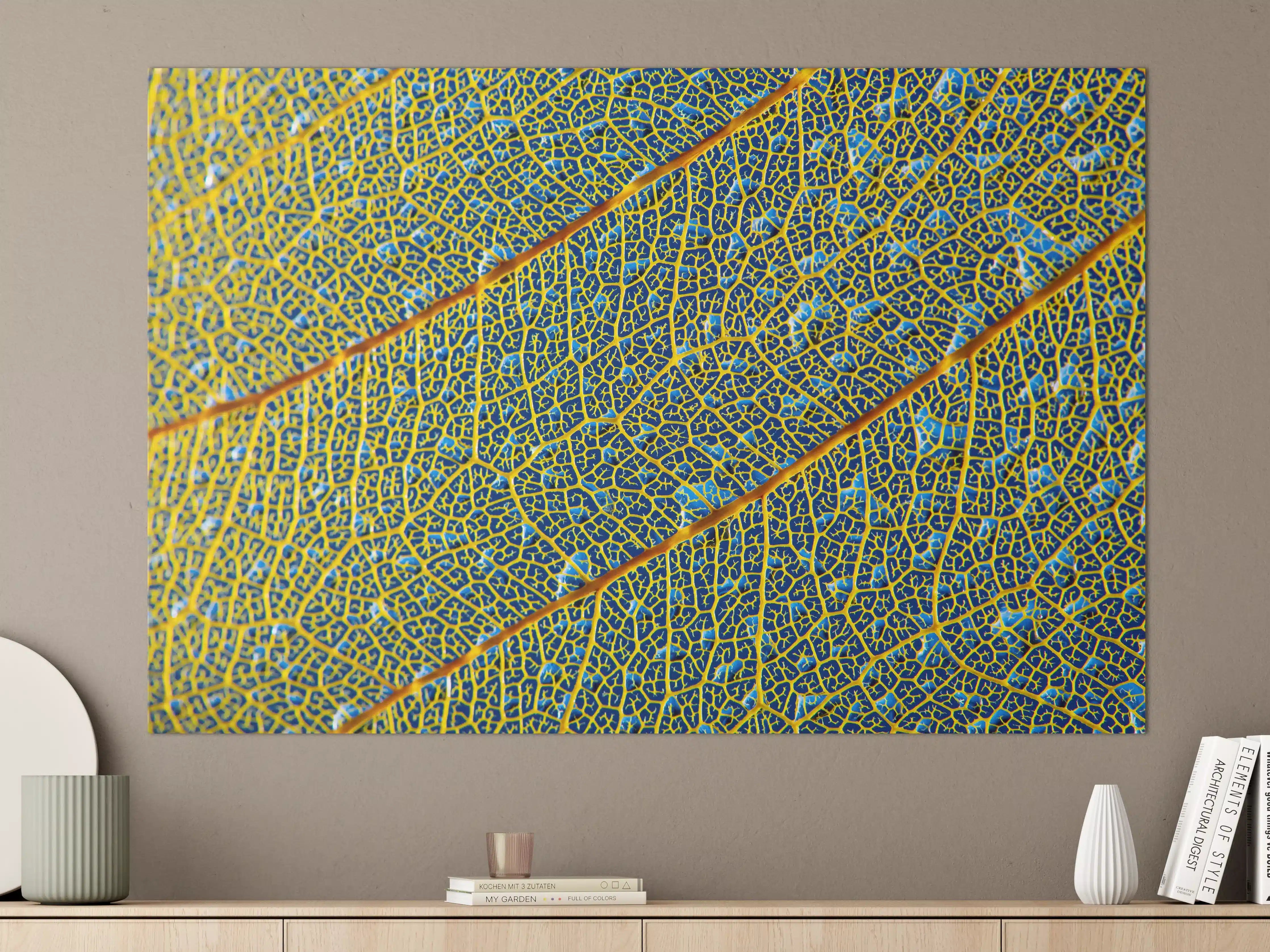 Große Wandbilder - Leuchtend Gelbes Blattadern Makro