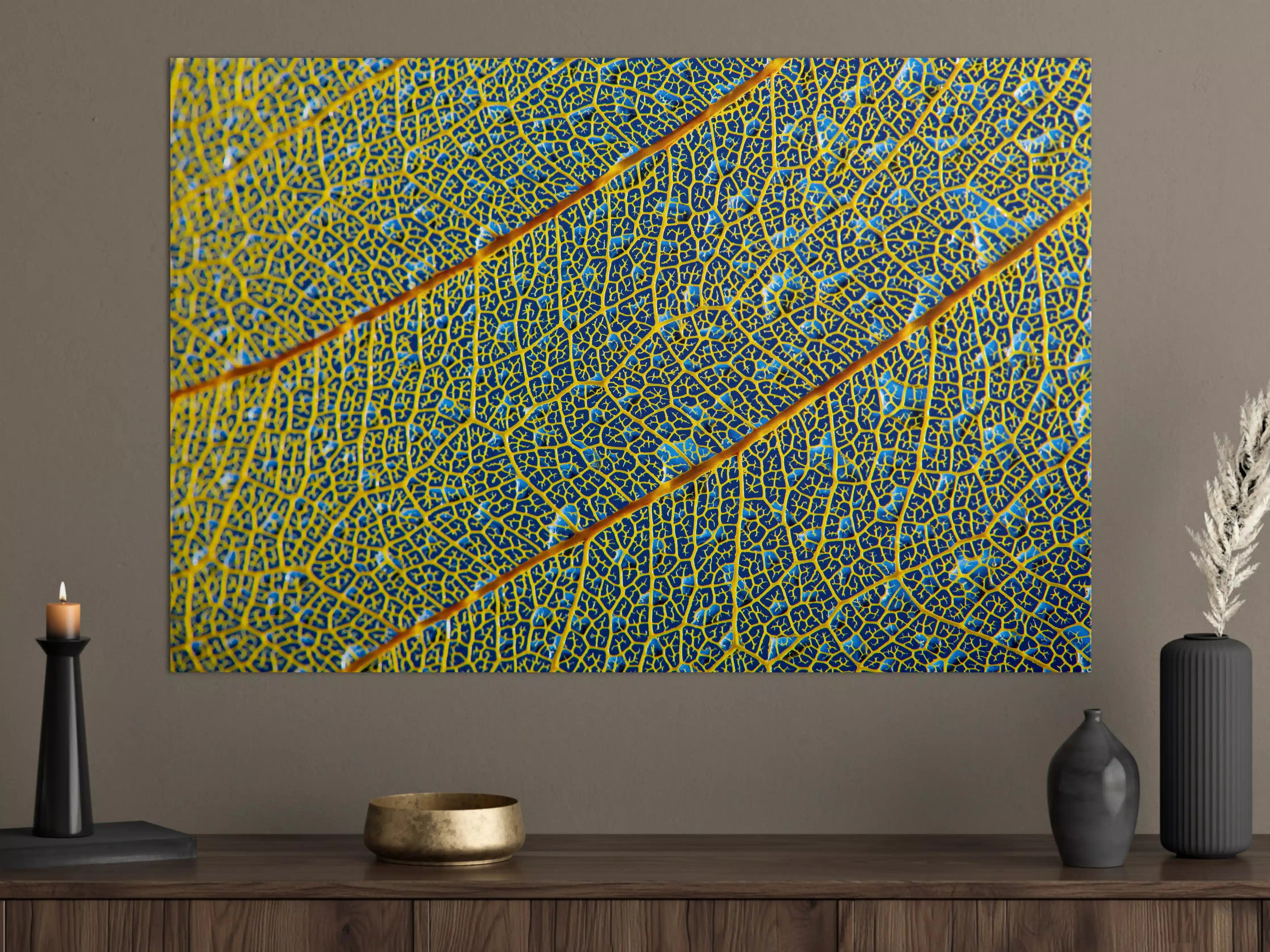 Große Wandbilder - Leuchtend Gelbes Blattadern Makro