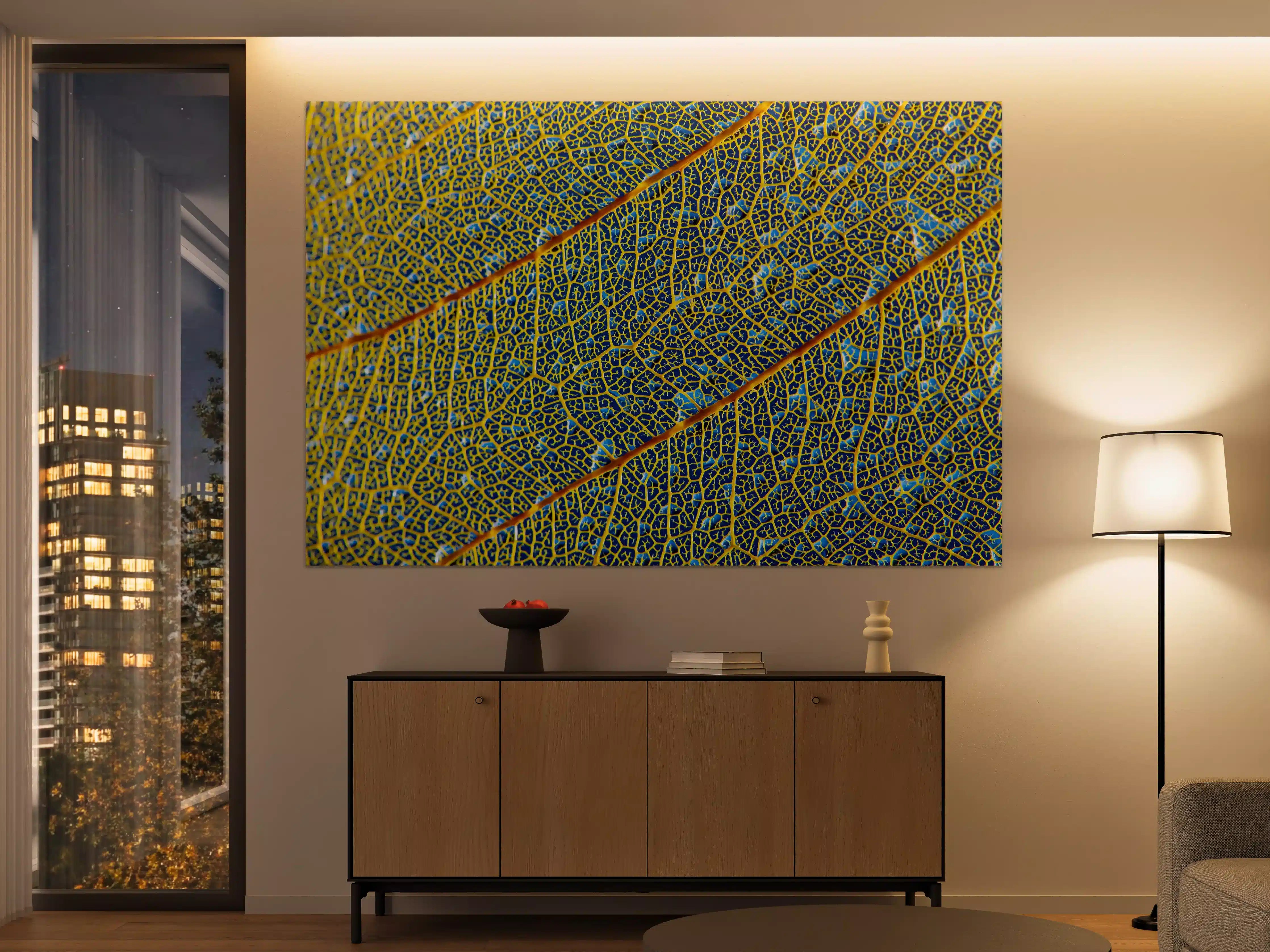 Große Wandbilder - Leuchtend Gelbes Blattadern Makro