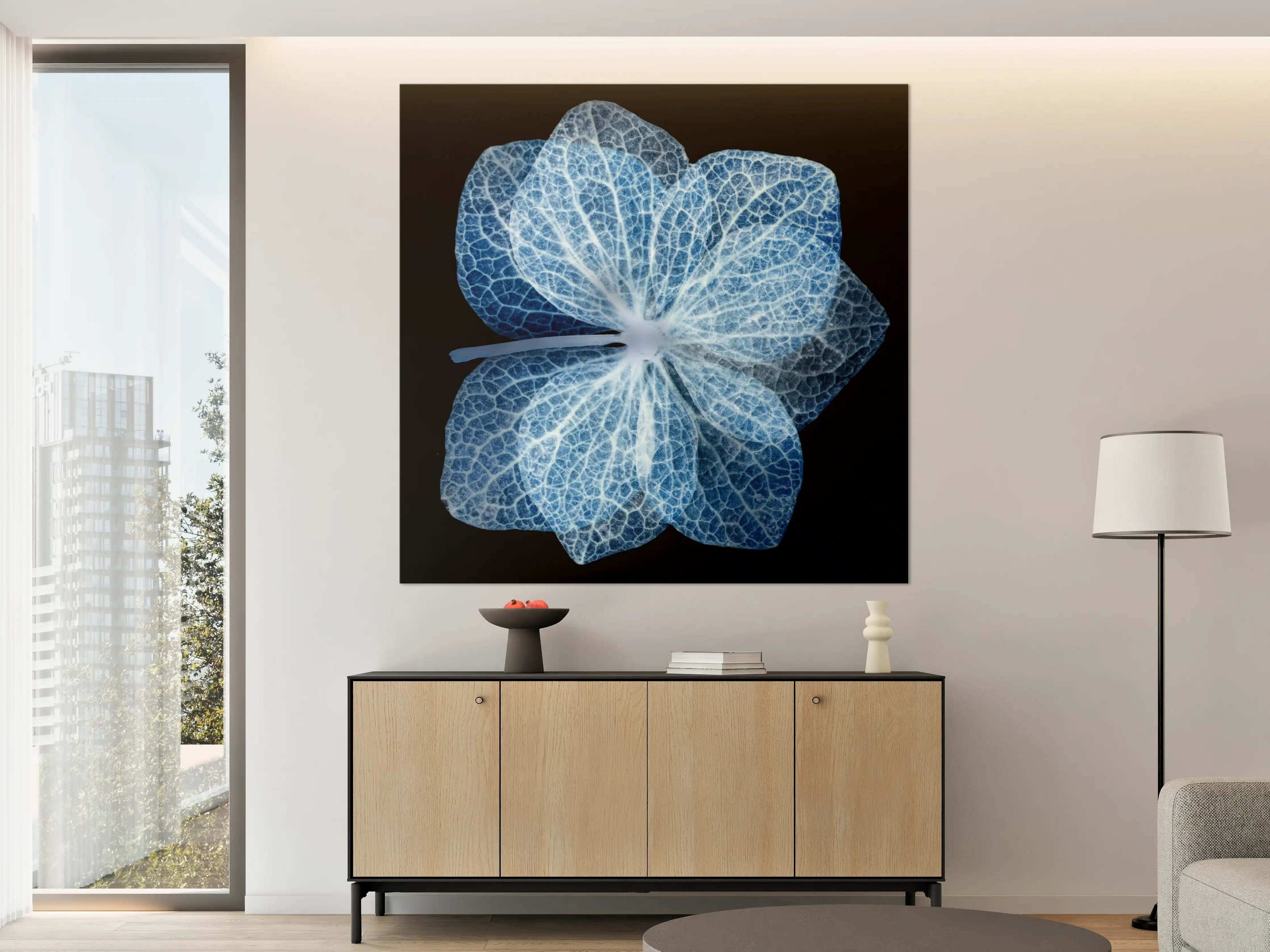 Große Wandbilder - Leuchtende Blume mit transparenter Struktur
