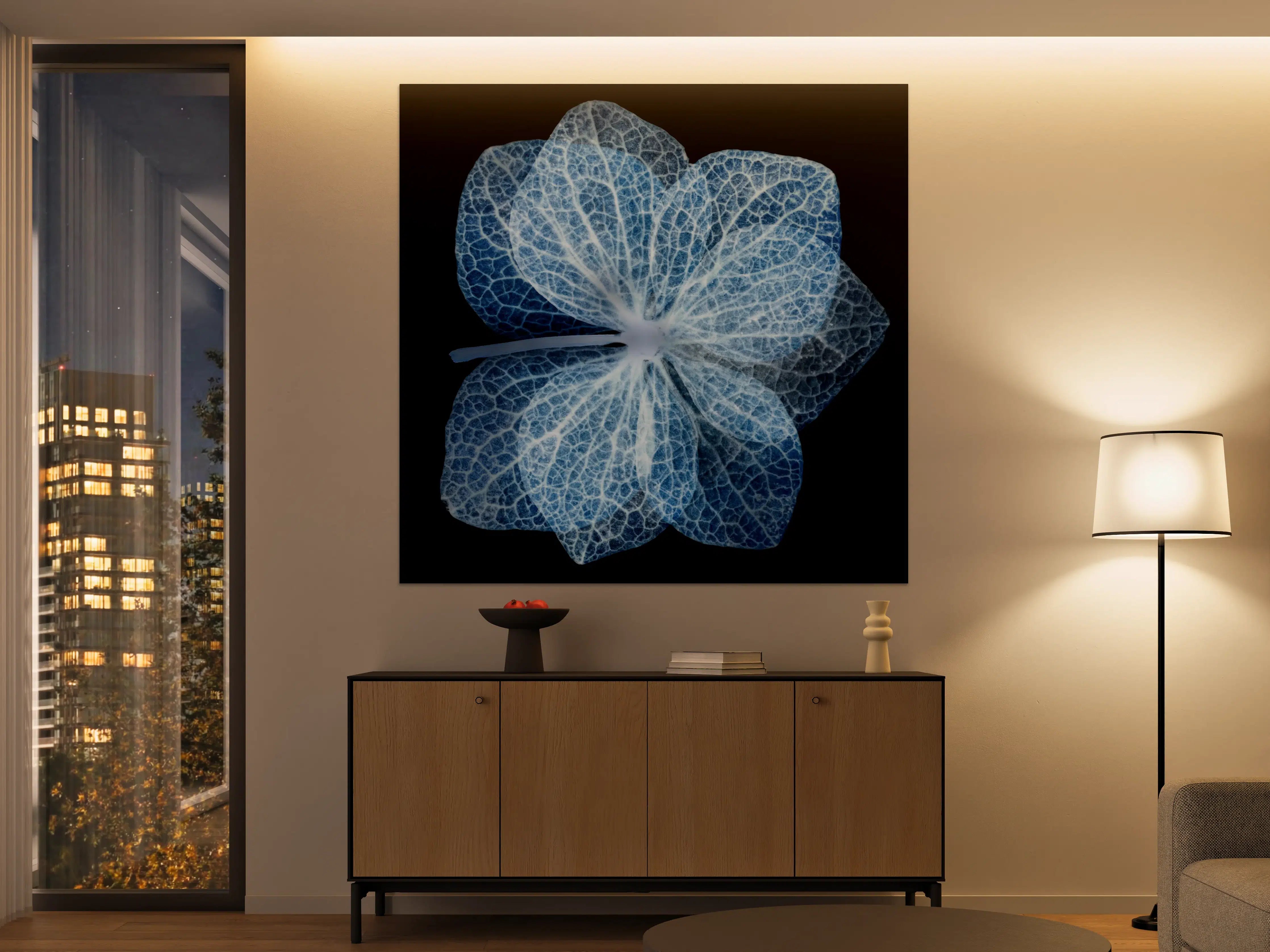Große Wandbilder - Leuchtende Blume mit transparenter Struktur