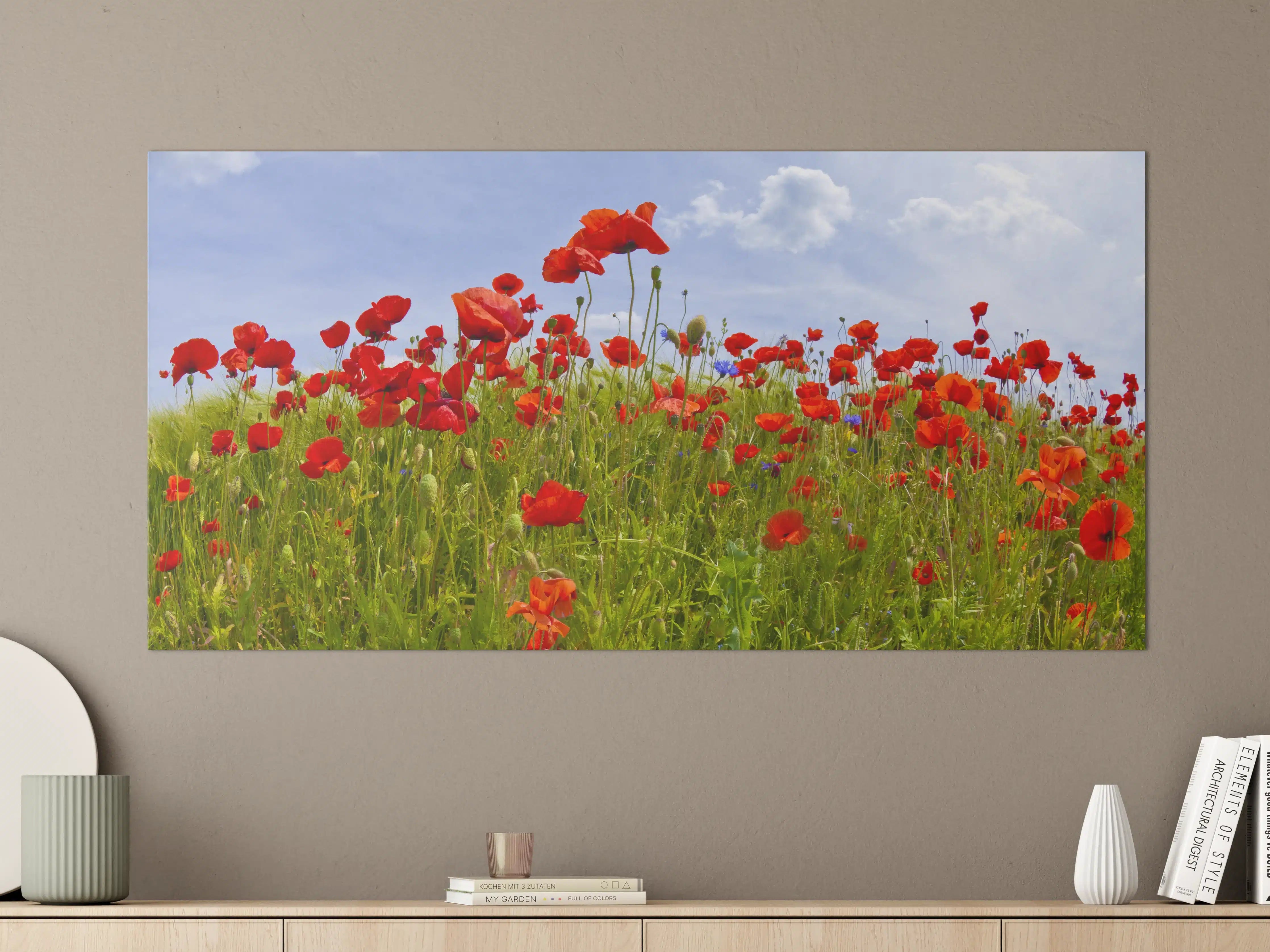 Große Wandbilder - Leuchtende Mohnblumen im Feld
