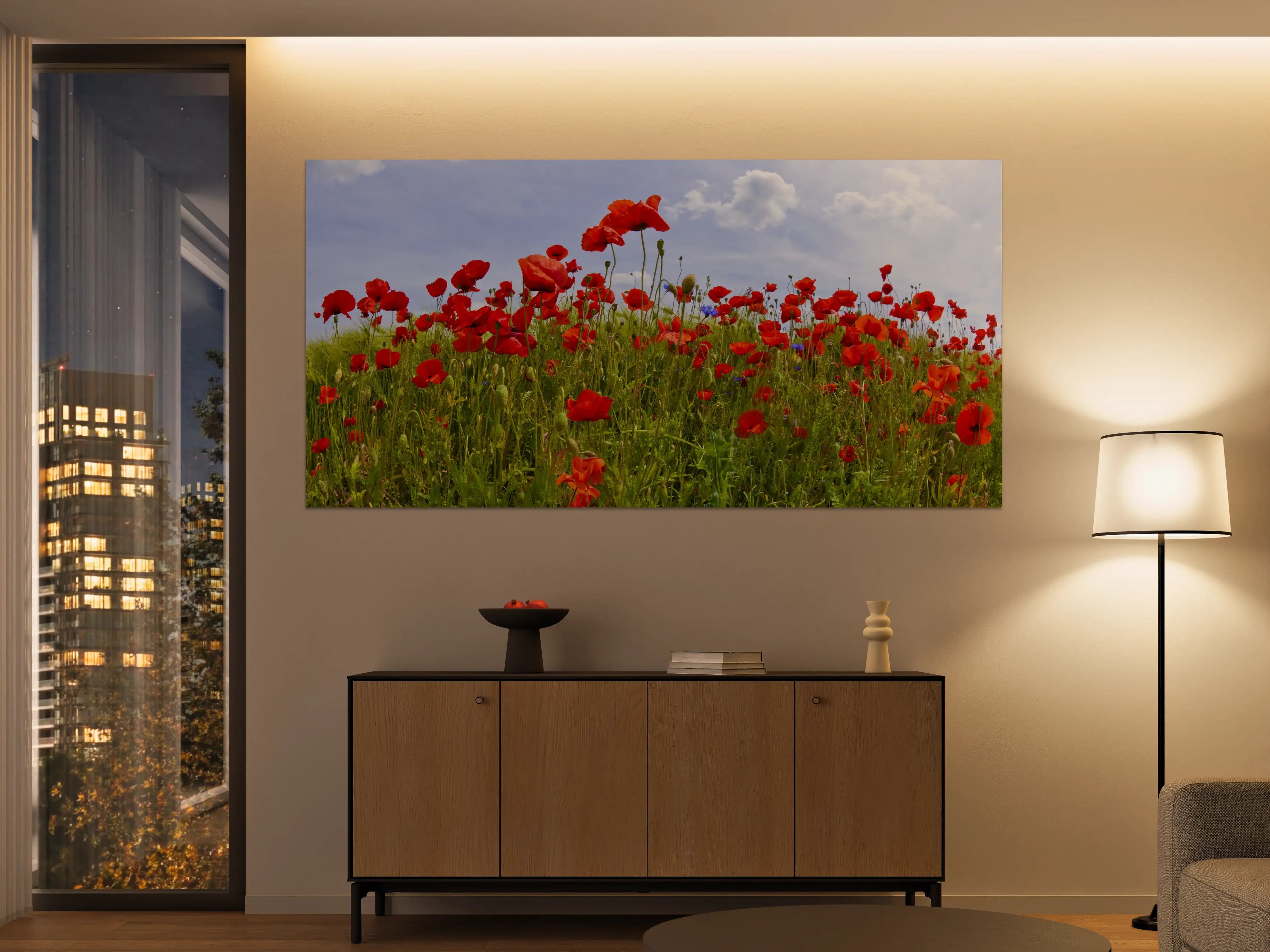Große Wandbilder - Leuchtende Mohnblumen im Feld