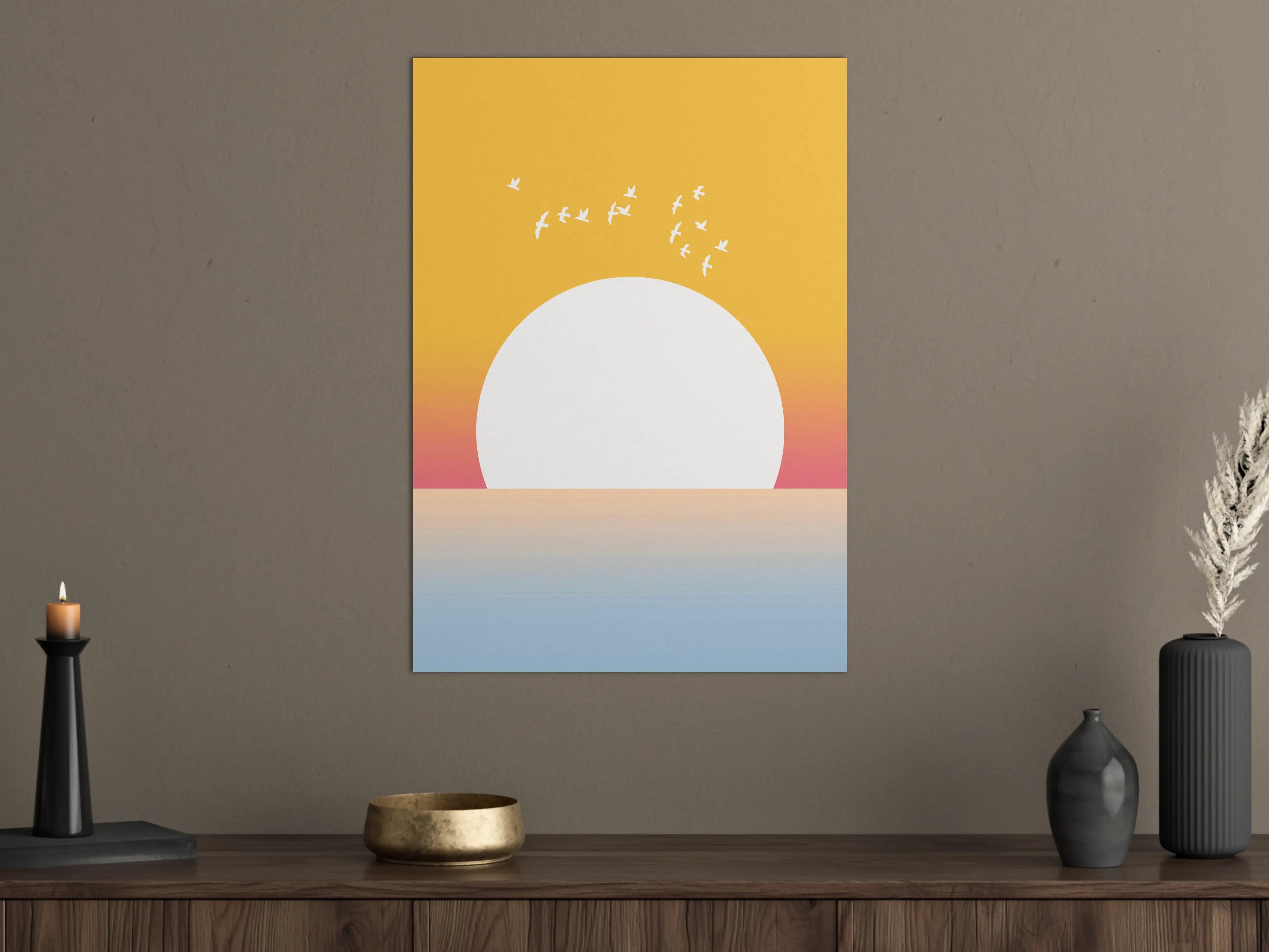 Große Wandbilder - Leuchtende Sonne bei Sonnenuntergang