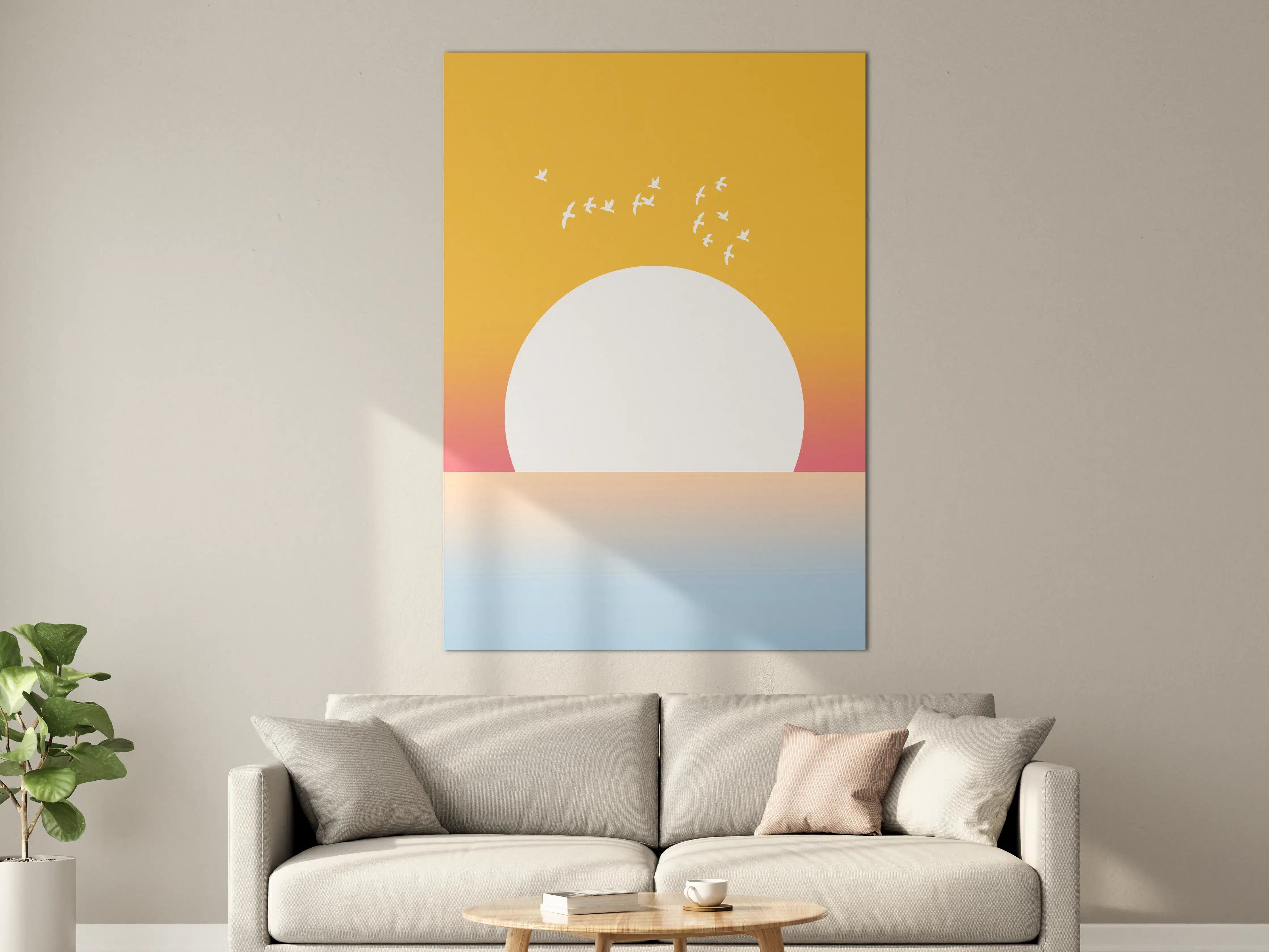 Große Wandbilder - Leuchtende Sonne bei Sonnenuntergang