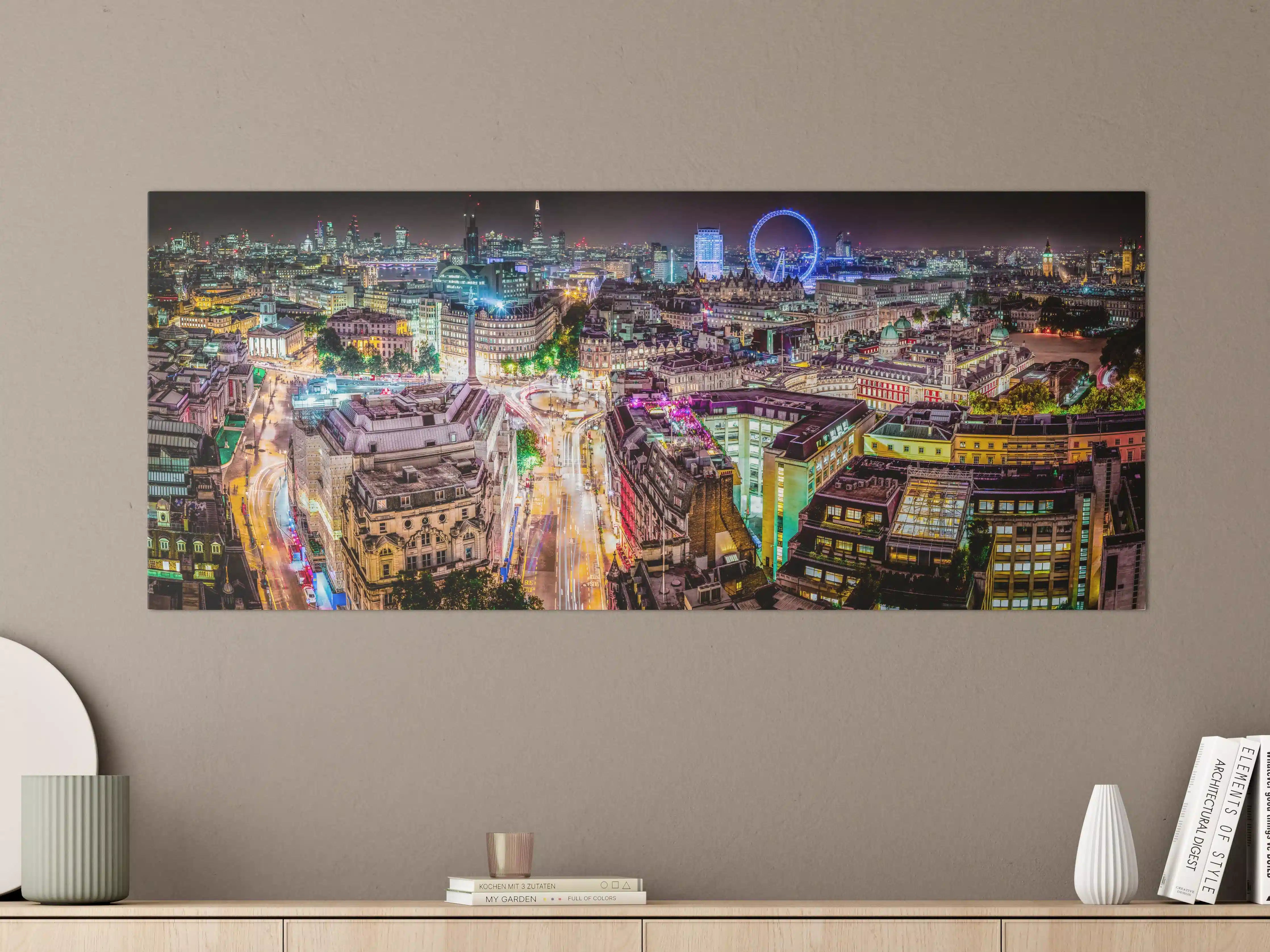 Große Wandbilder - Leuchtende nächtliche Stadtsilhouette bei Nacht