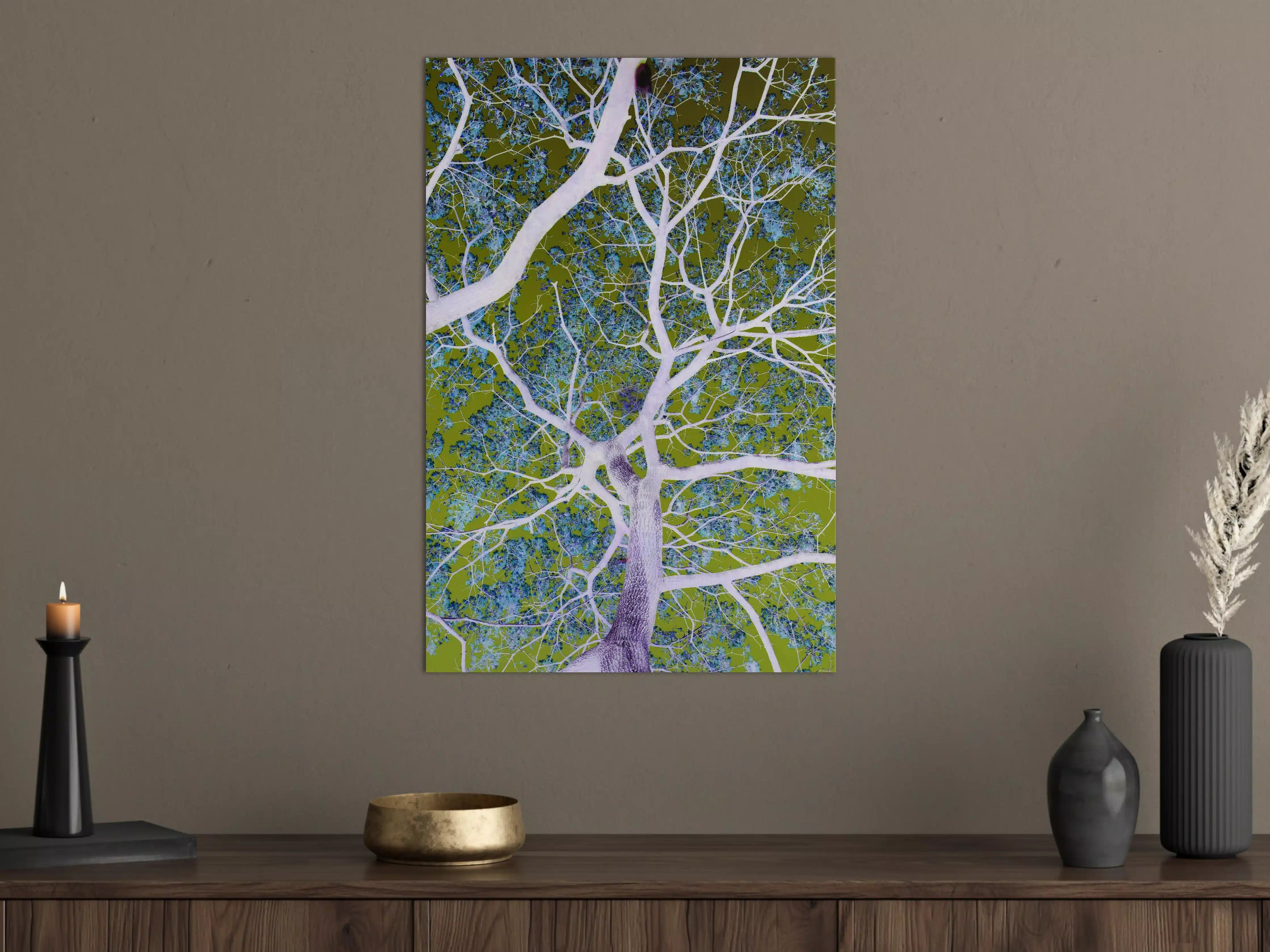 Große Wandbilder - Leuchtender Baum im digitalen Farbenspiel