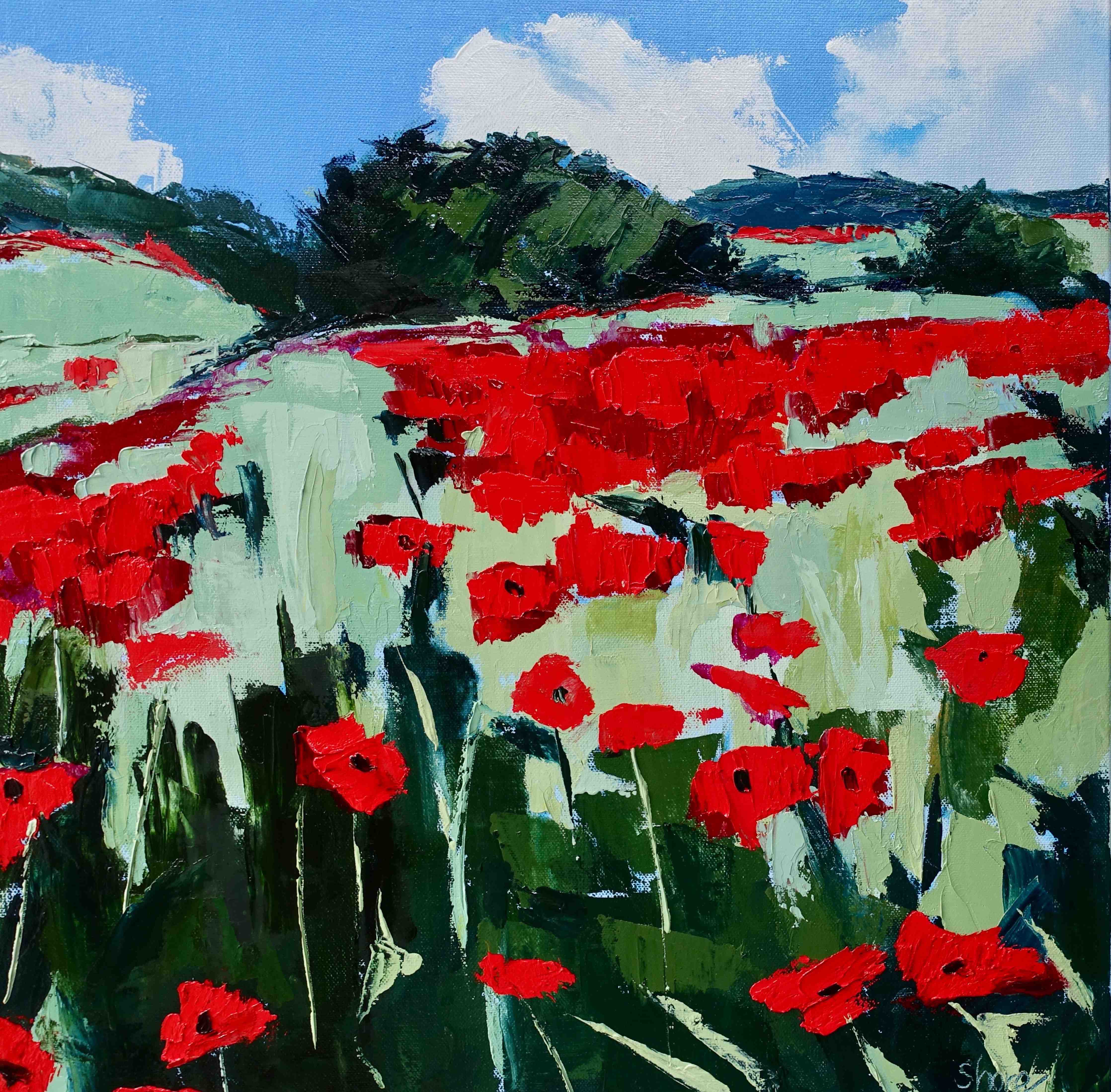 Große Wandbilder-Leuchtendes Blumenfeld im impressionistischen Stil