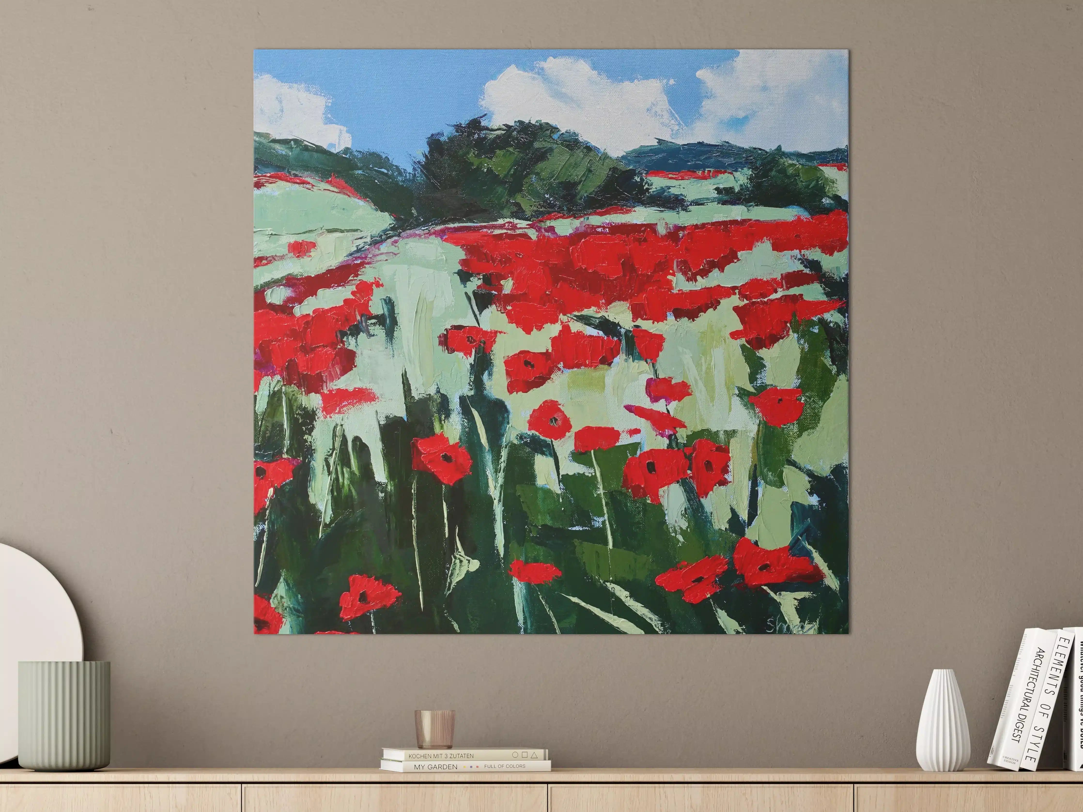 Große Wandbilder - Leuchtendes Blumenfeld im impressionistischen Stil