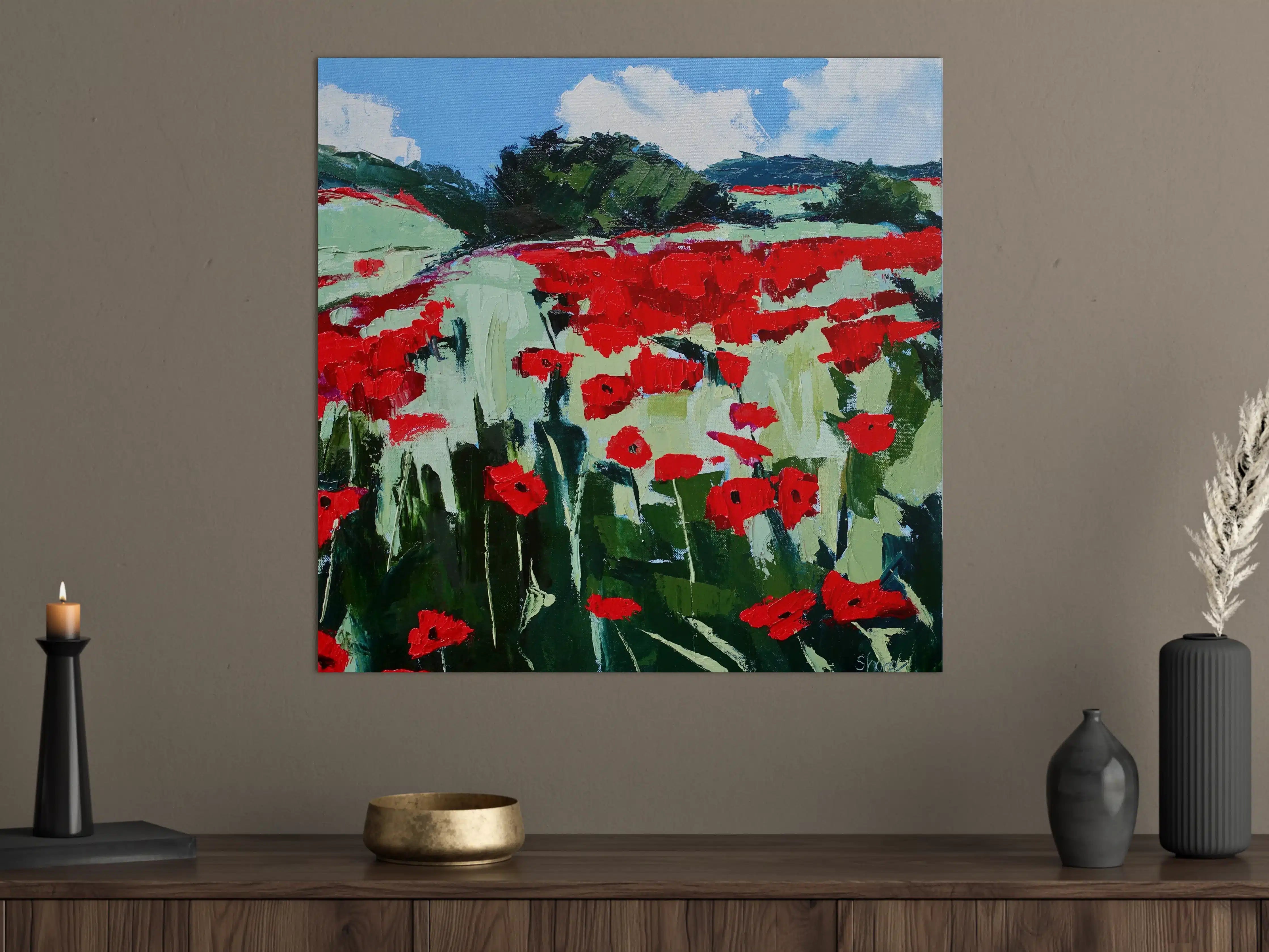 Große Wandbilder - Leuchtendes Blumenfeld im impressionistischen Stil