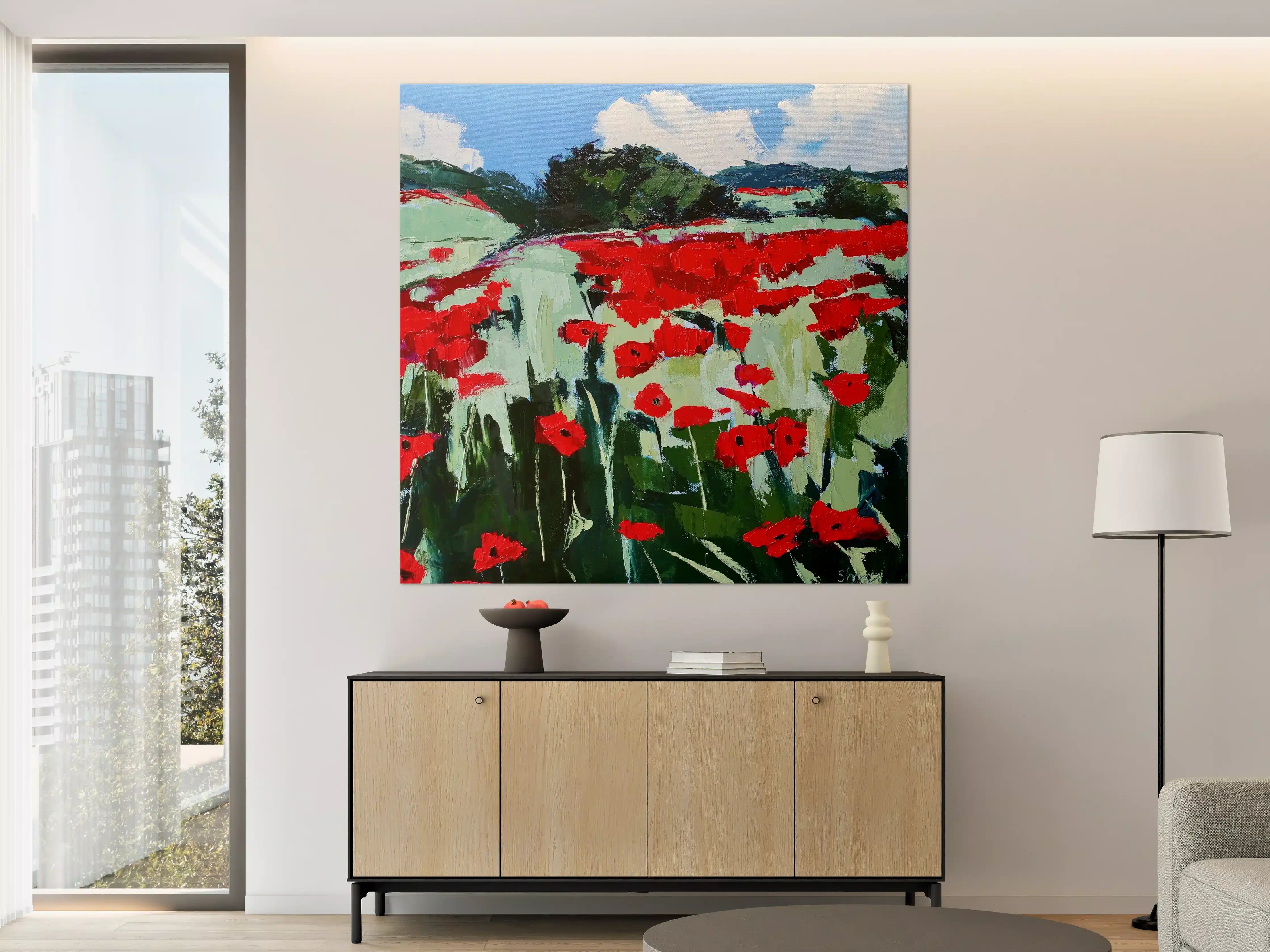 Große Wandbilder - Leuchtendes Blumenfeld im impressionistischen Stil