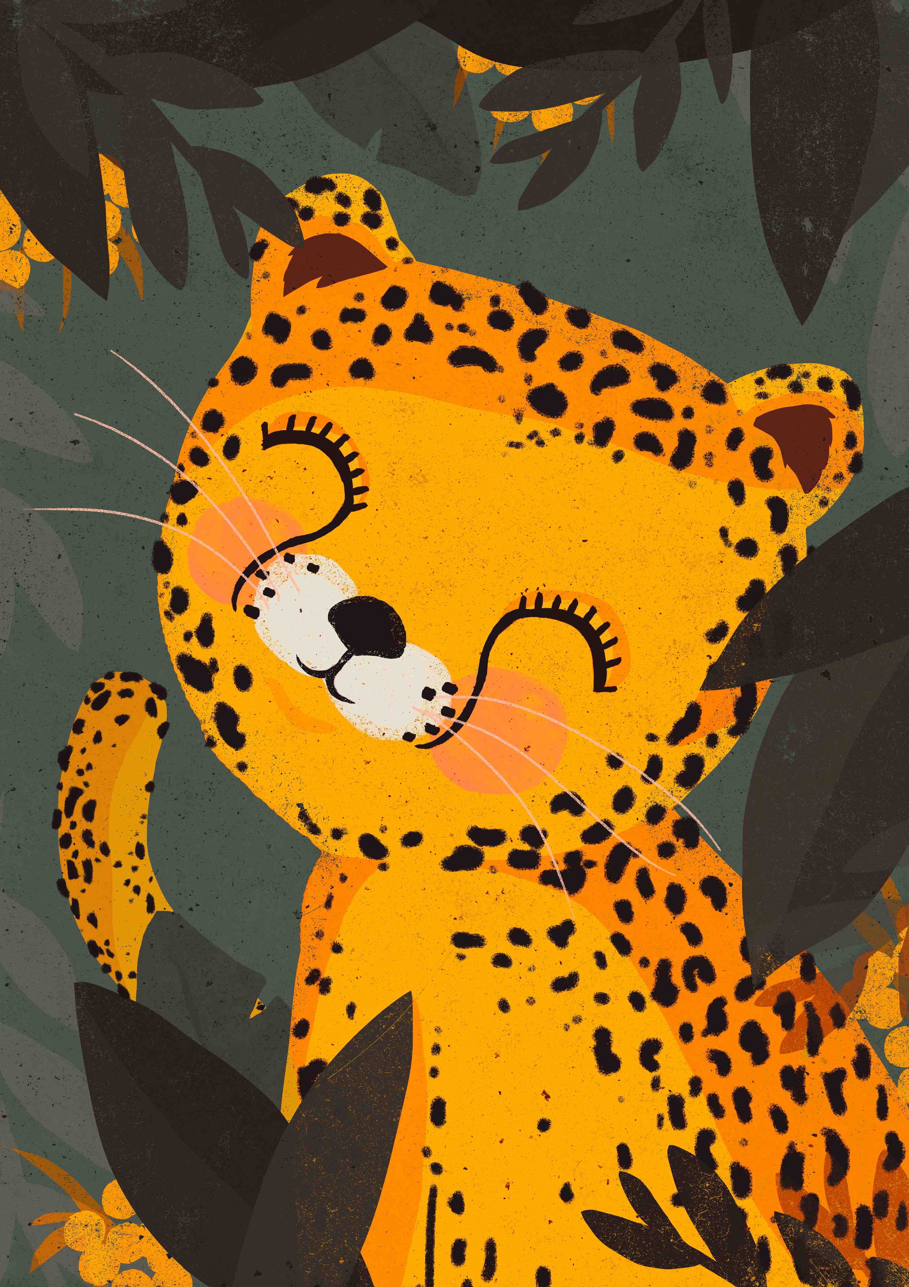 Große Wandbilder-Leuchtendes Leoparden-Kinderzimmermotiv