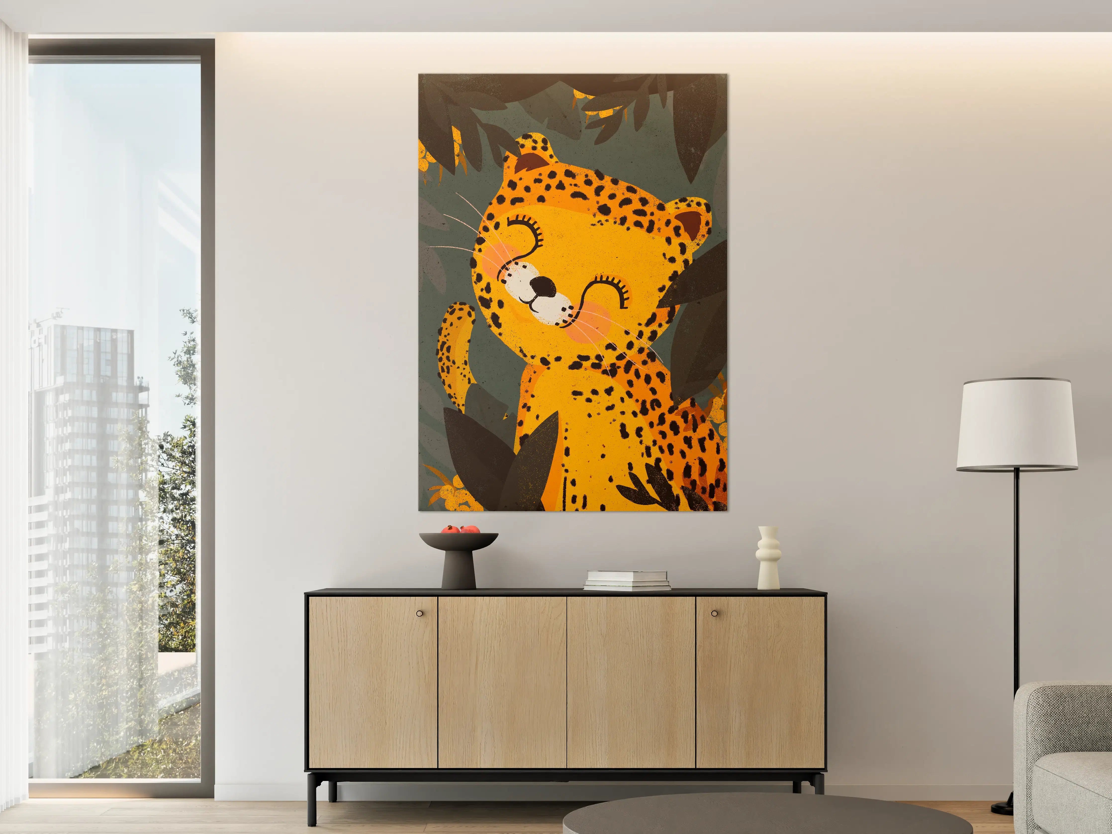 Große Wandbilder - Leuchtendes Leoparden-Kinderzimmermotiv