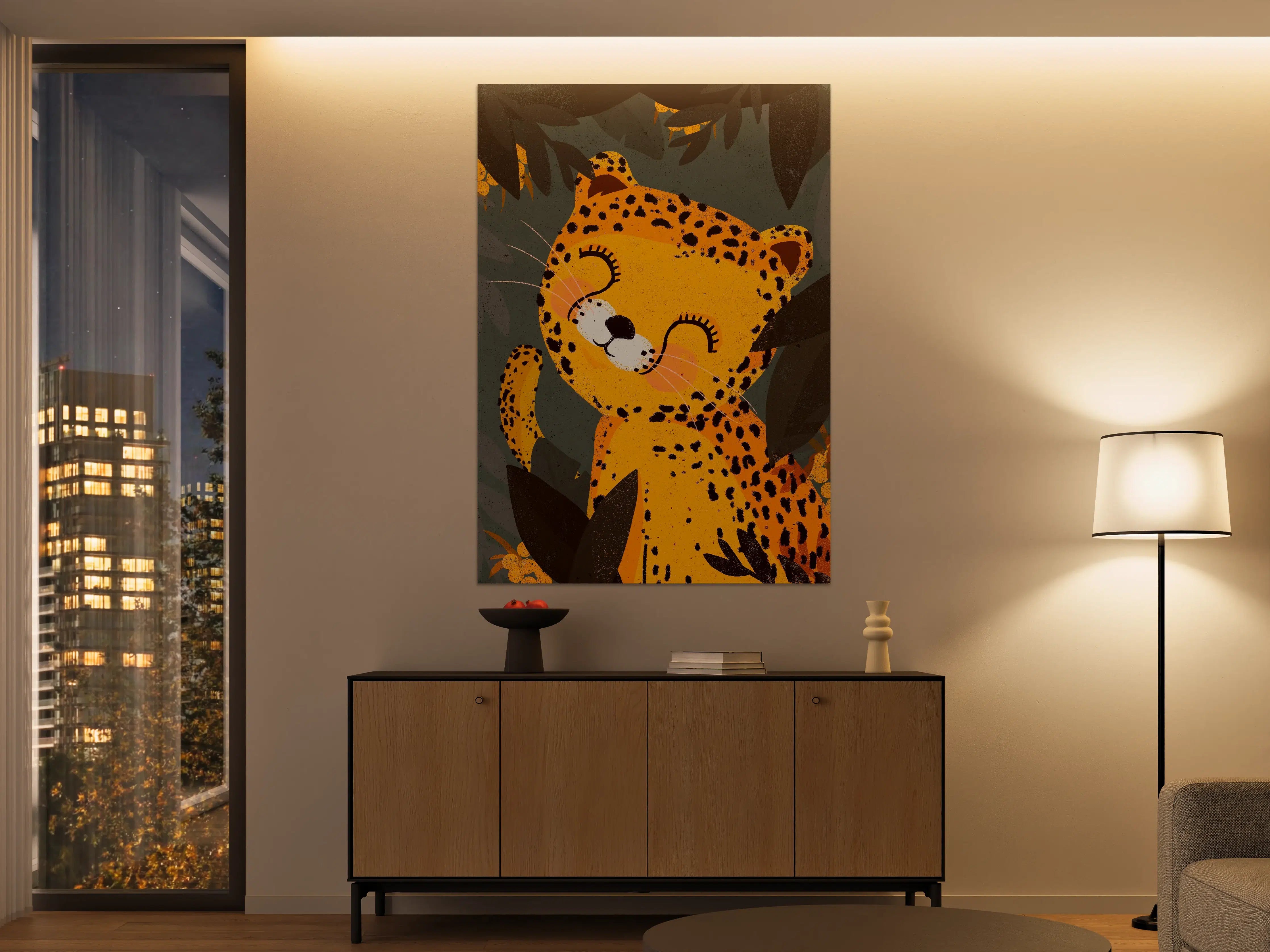 Große Wandbilder - Leuchtendes Leoparden-Kinderzimmermotiv
