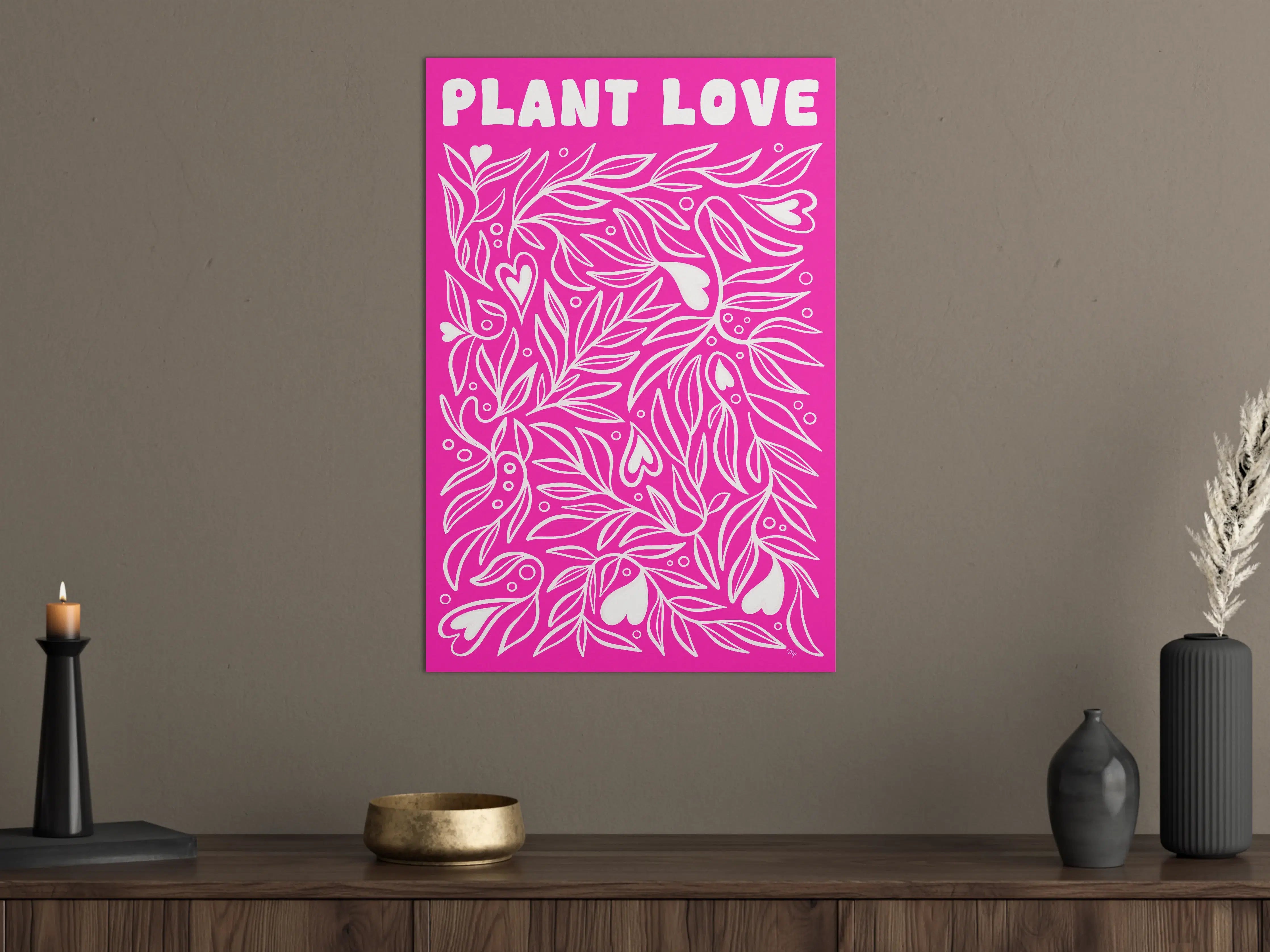 Große Wandbilder - Leuchtendes Pinkes Pflanzenherz-Design