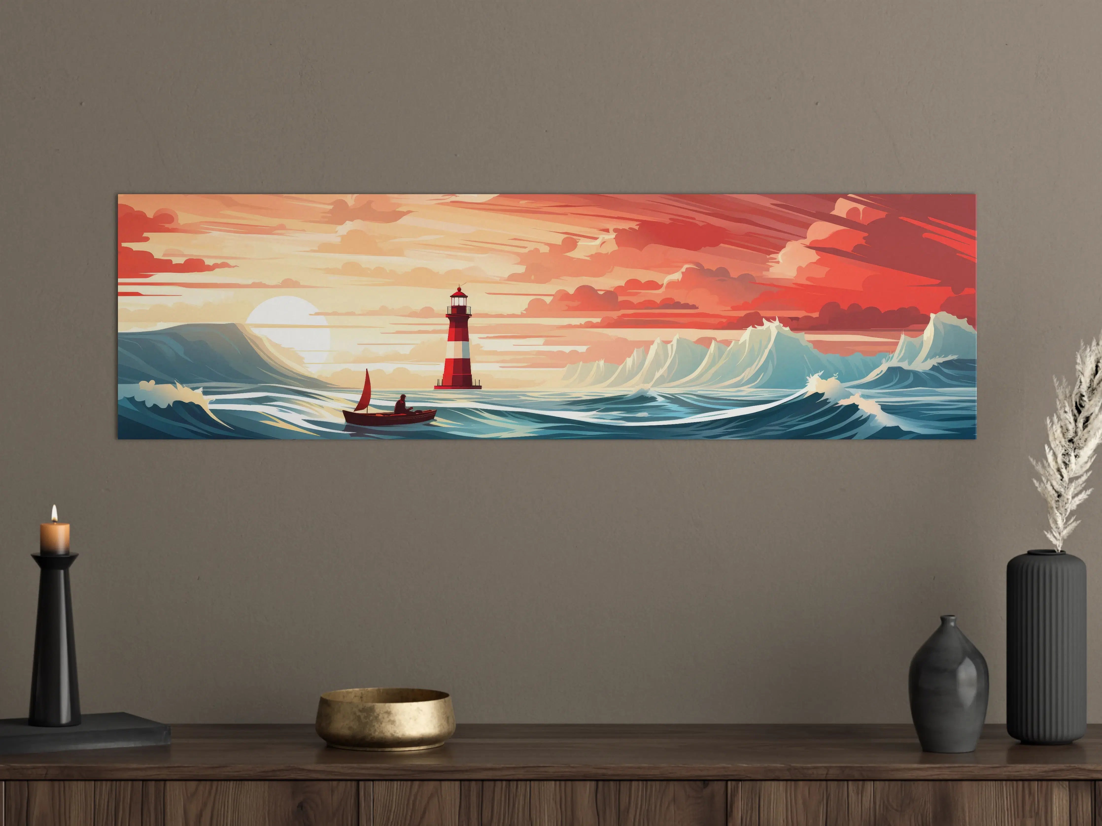 Große Wandbilder - Leuchtturm am Sonnenuntergang