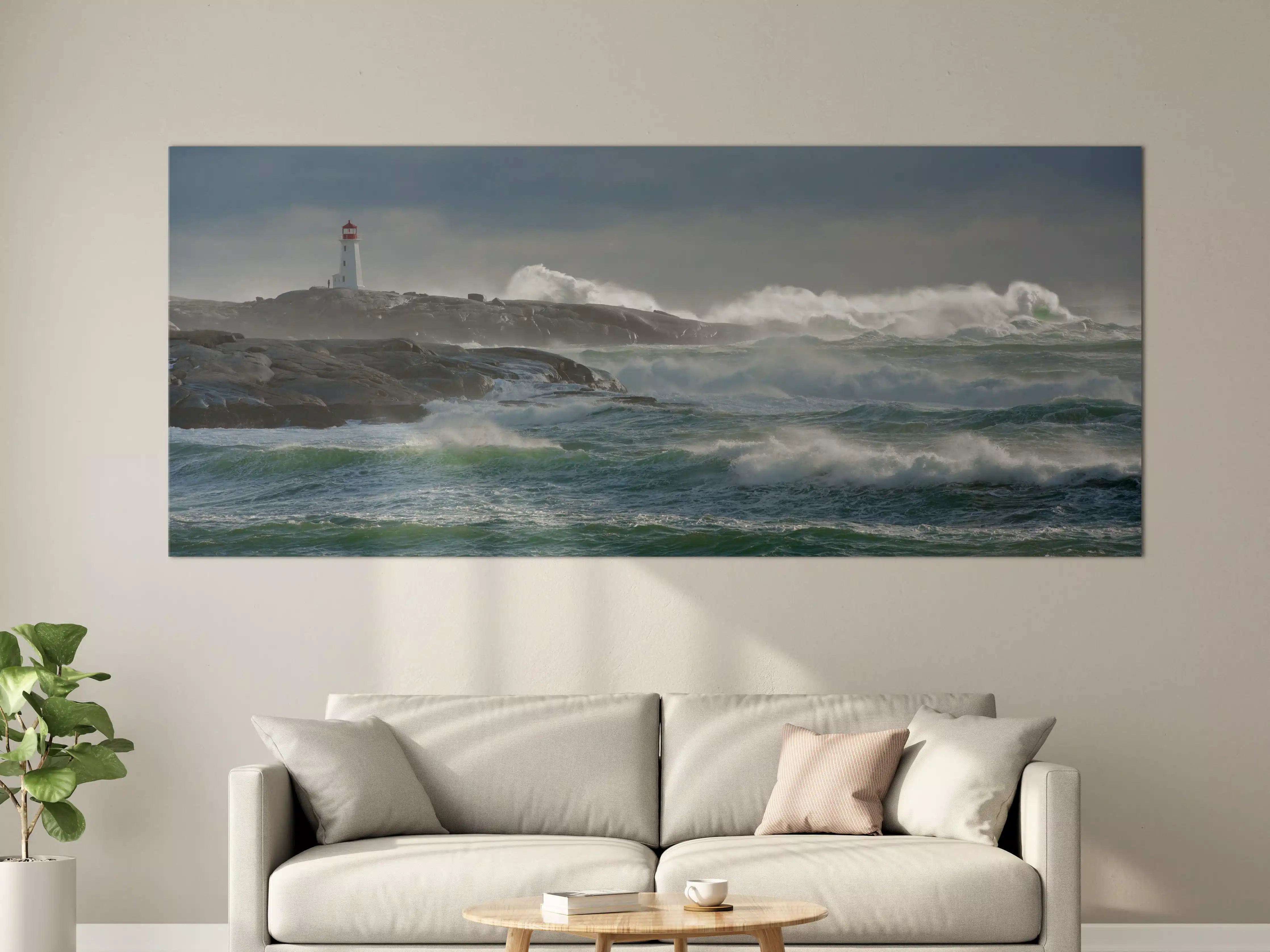 Große Wandbilder - Leuchtturm am rauen Meer bei stürmischer See
