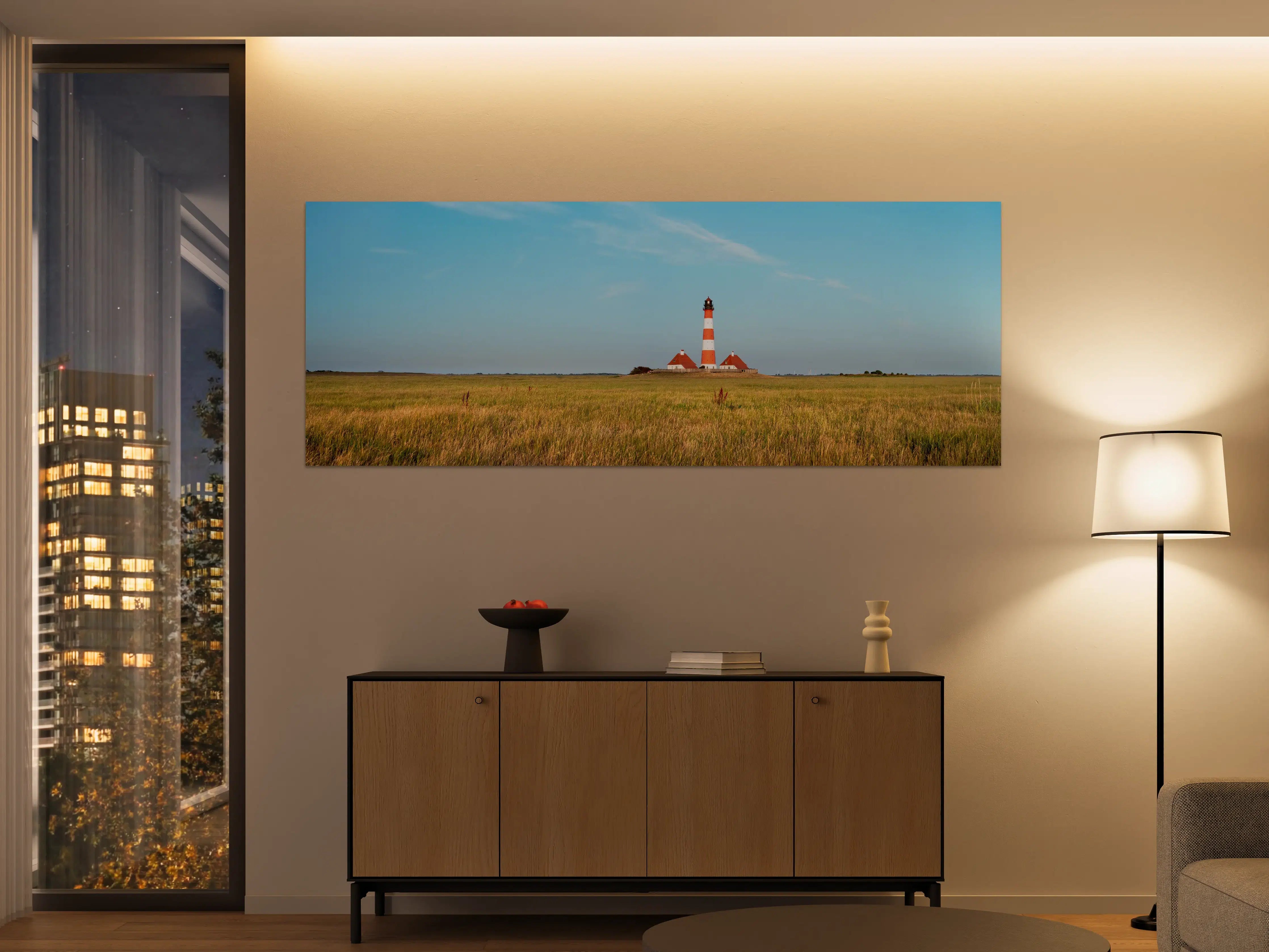 Große Wandbilder - Leuchtturm im weiten Feld