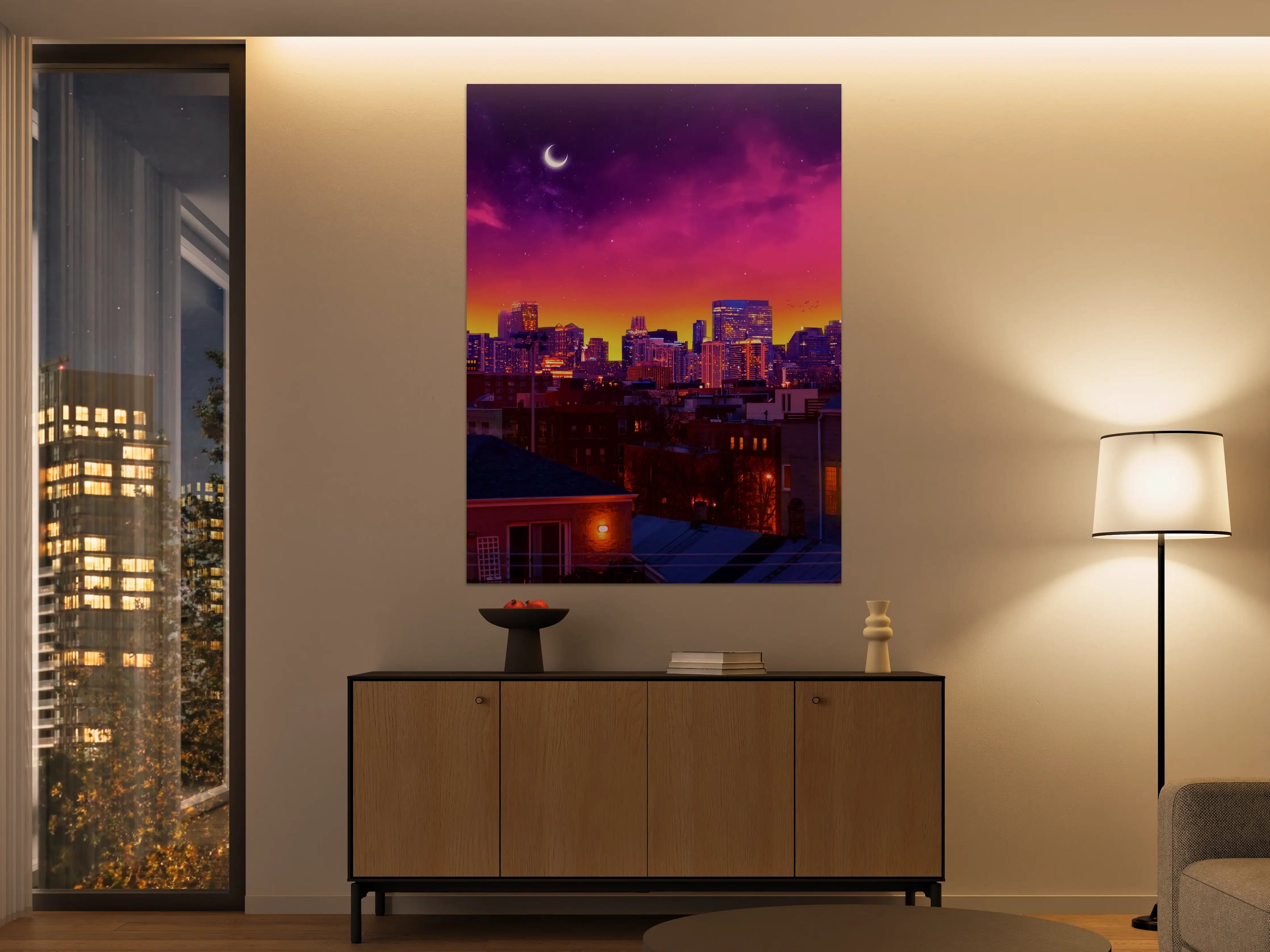 Große Wandbilder - Lila-Himmel Chicago Nacht