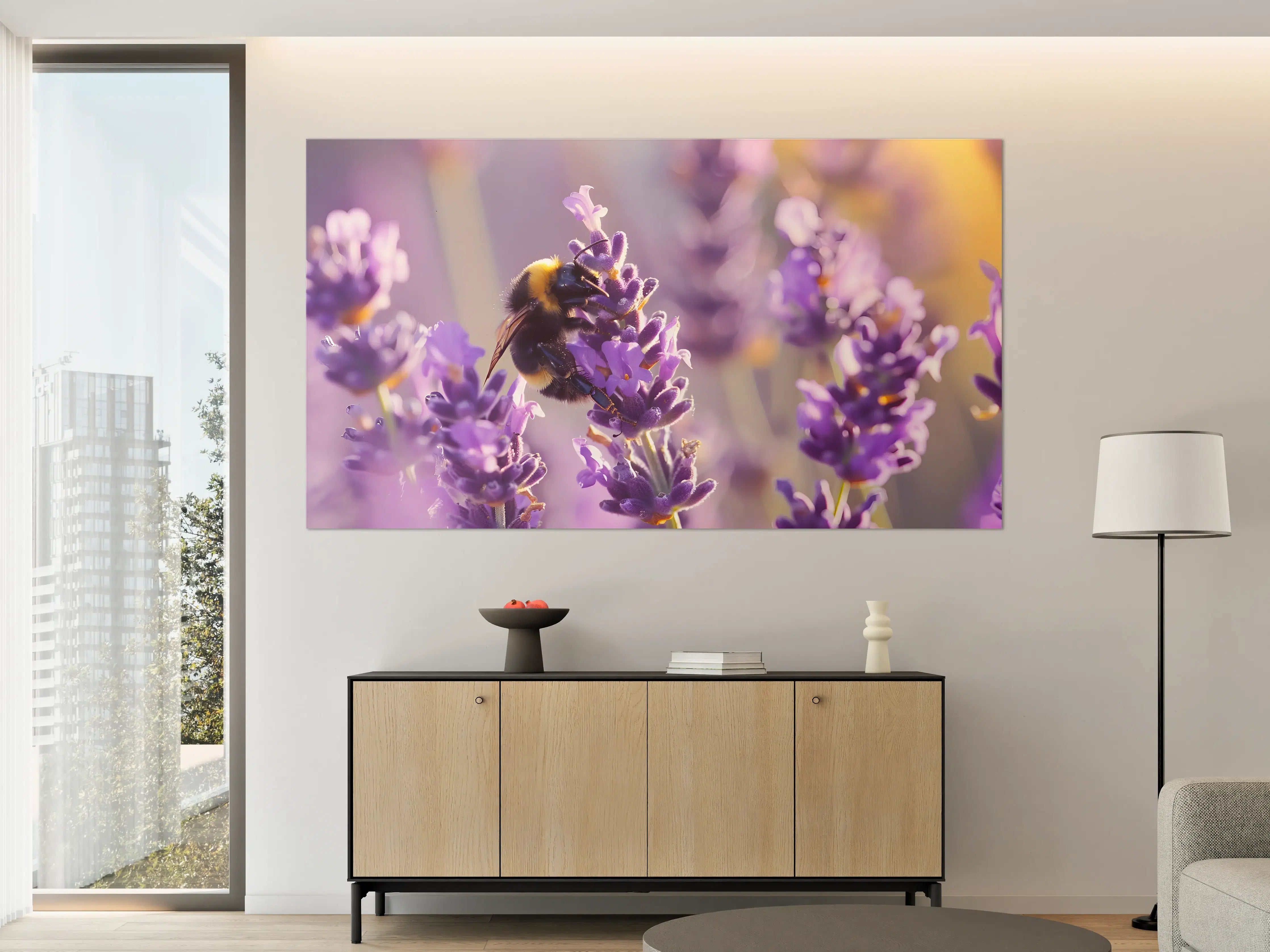 Große Wandbilder - Lila Lavendel mit Hummel