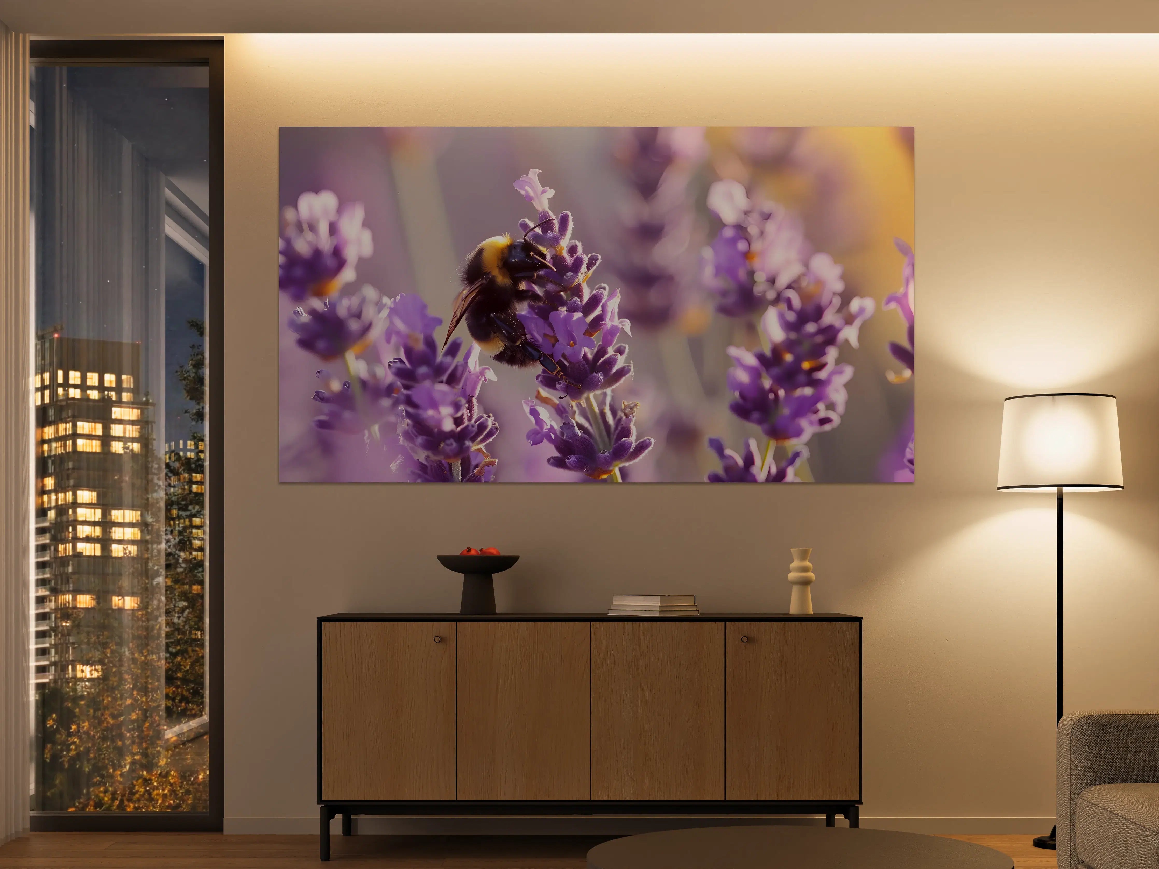 Große Wandbilder - Lila Lavendel mit Hummel