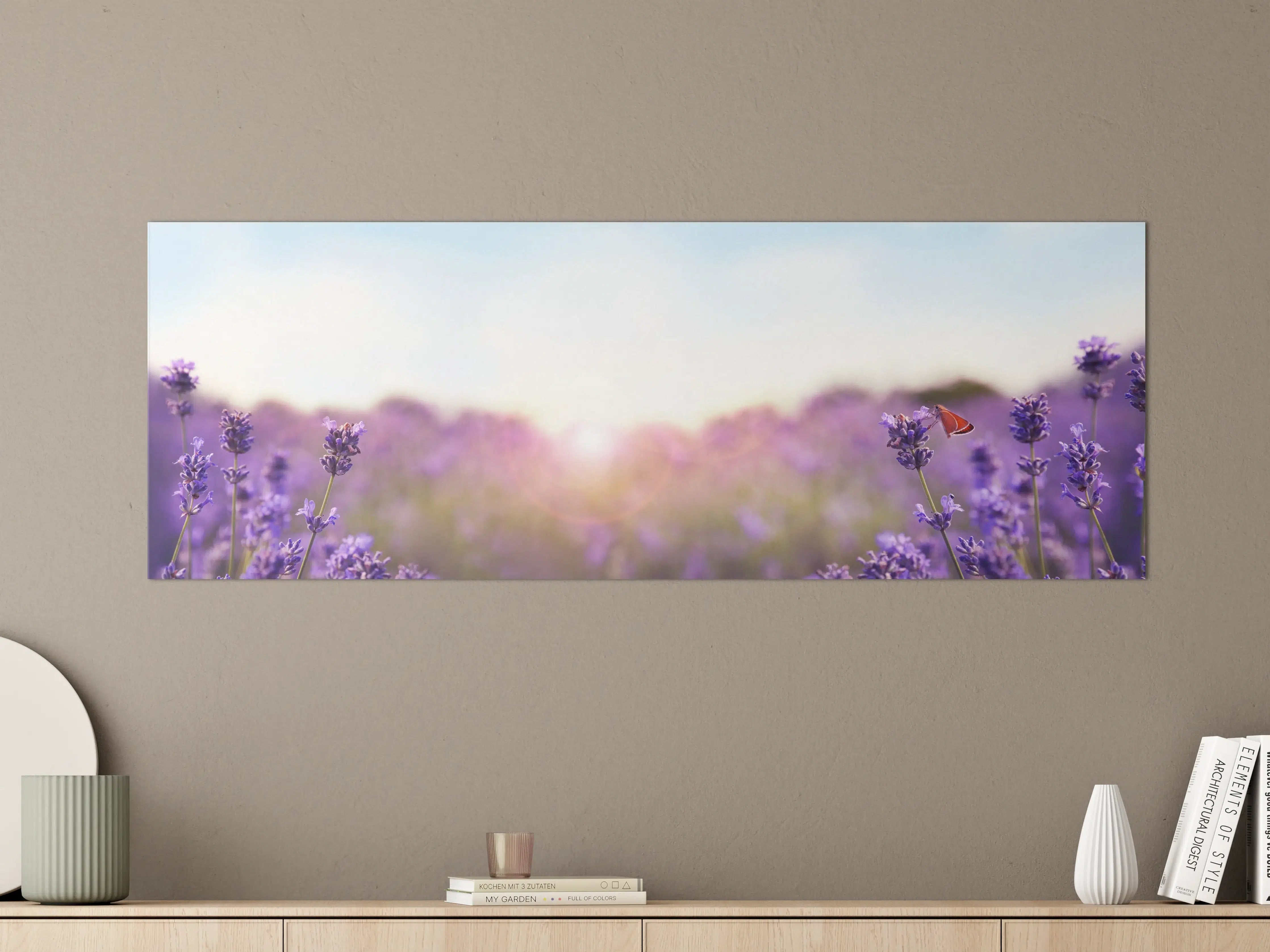 Große Wandbilder - Lila Lavendelfeld im Morgenlicht