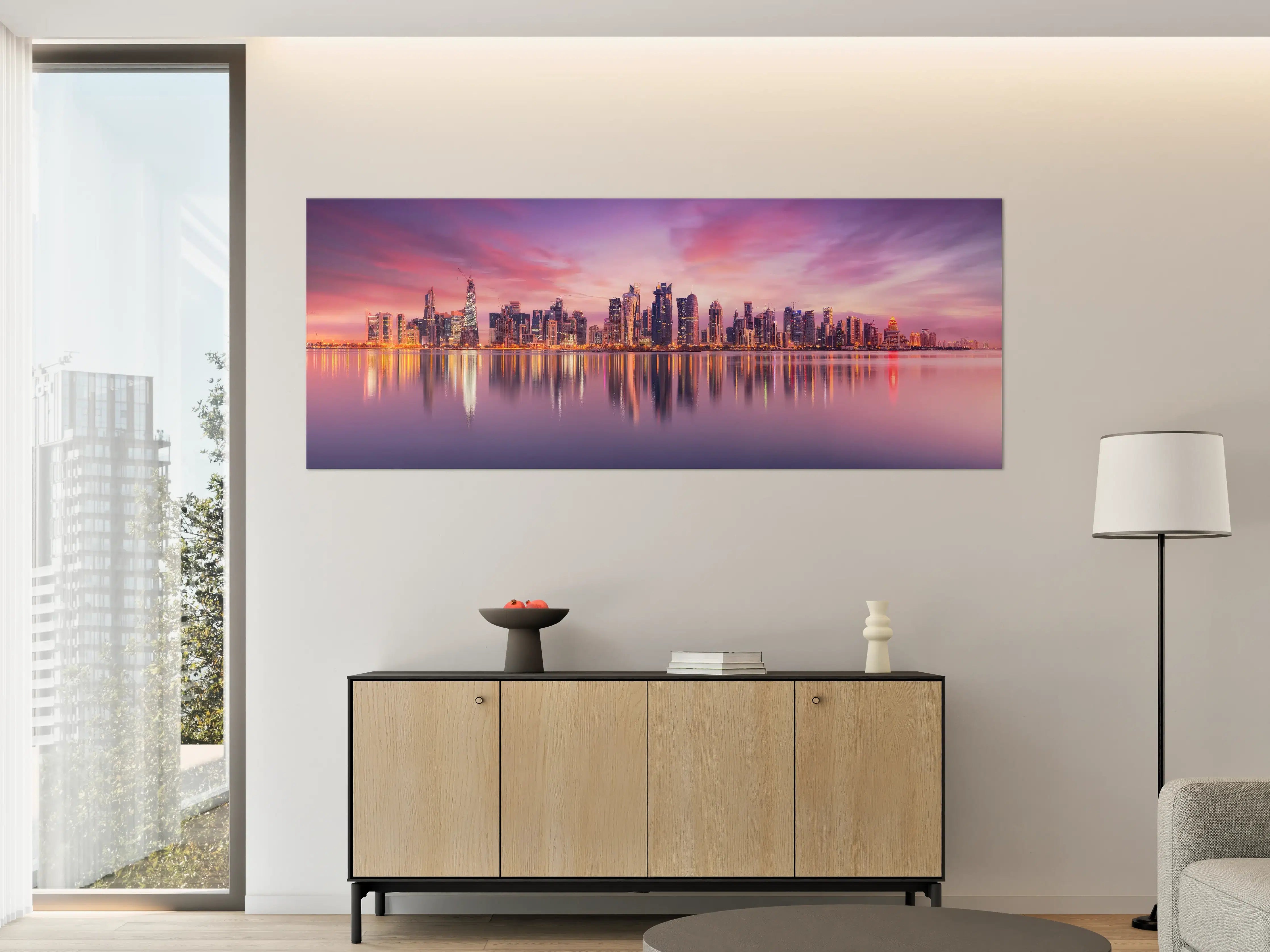 Große Wandbilder - Lila-Pink Skyline Panorama